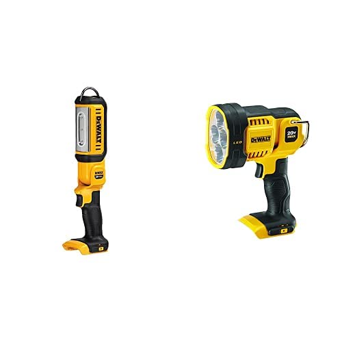 DEWALT 20V MAX Cordless LED Work Light - DCL050 & DCL043 - Bright Portable Job Site Lighting for Construction, Automotive Repair, and Home Improvement Projects