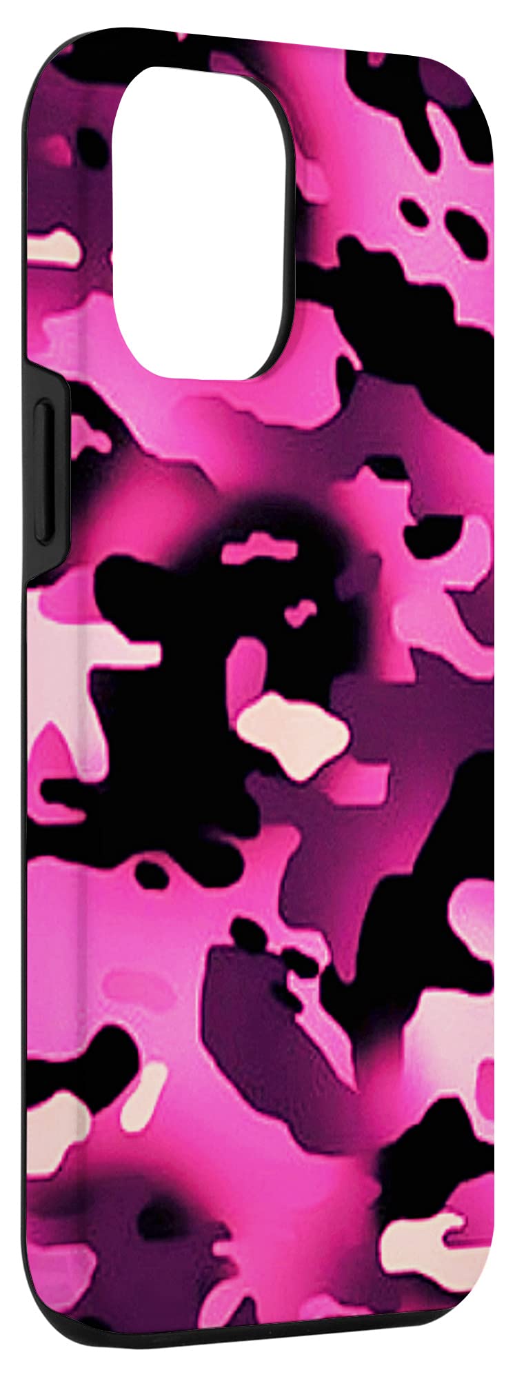 iPhone 12 Pro Max 热粉色迷彩保护壳 - 防摔耐磨 个性潮流 适合日常使用、户外活动和时尚搭配