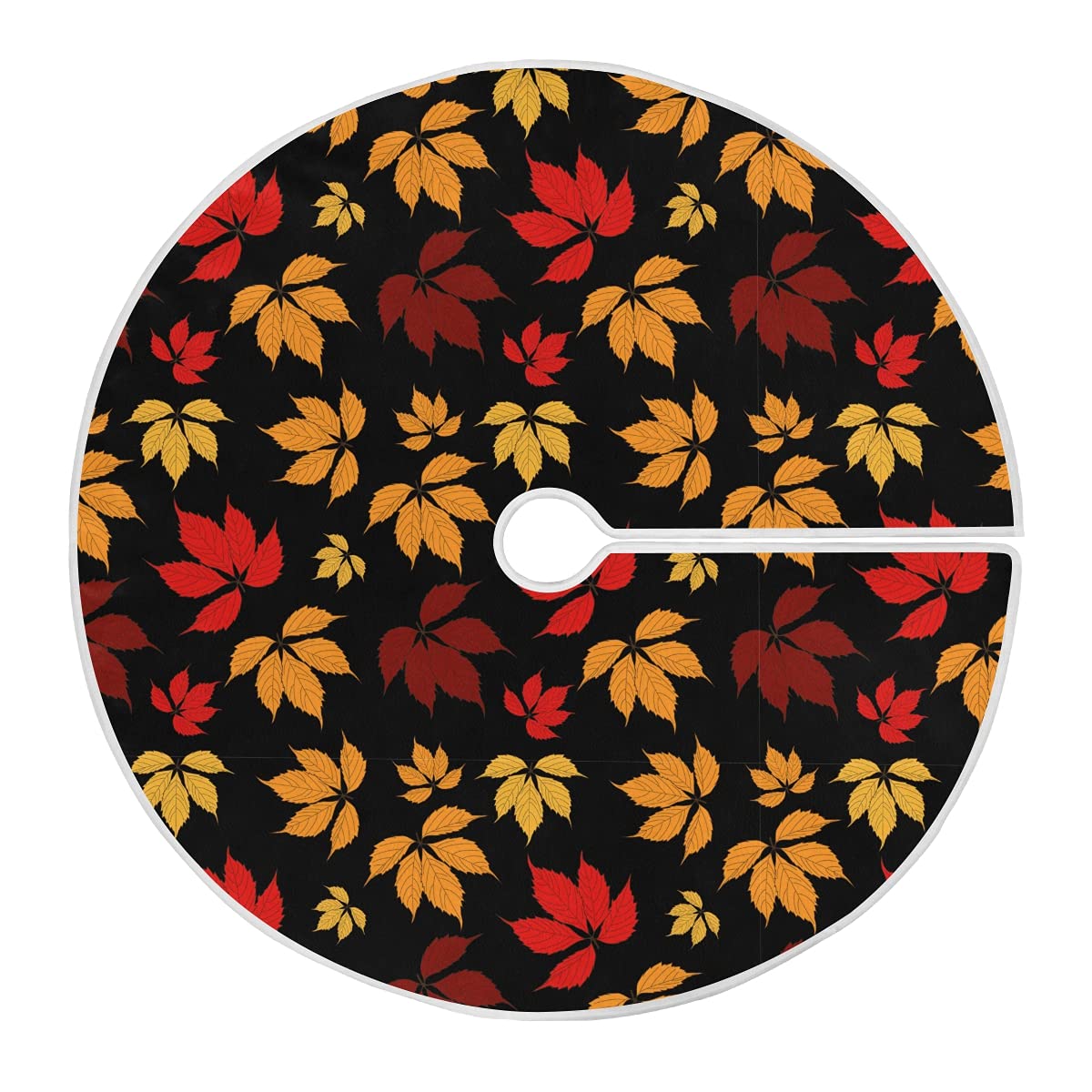 47.2 Inch Maple Leaf Christmas Tree Skirt - Autumn Leaves Xmas Floor Mat for Holiday Decor, Indoor/Outdoor Home & Office Party Decorations | Perfect for Fireplace, Front Door, and Festive Gatherings