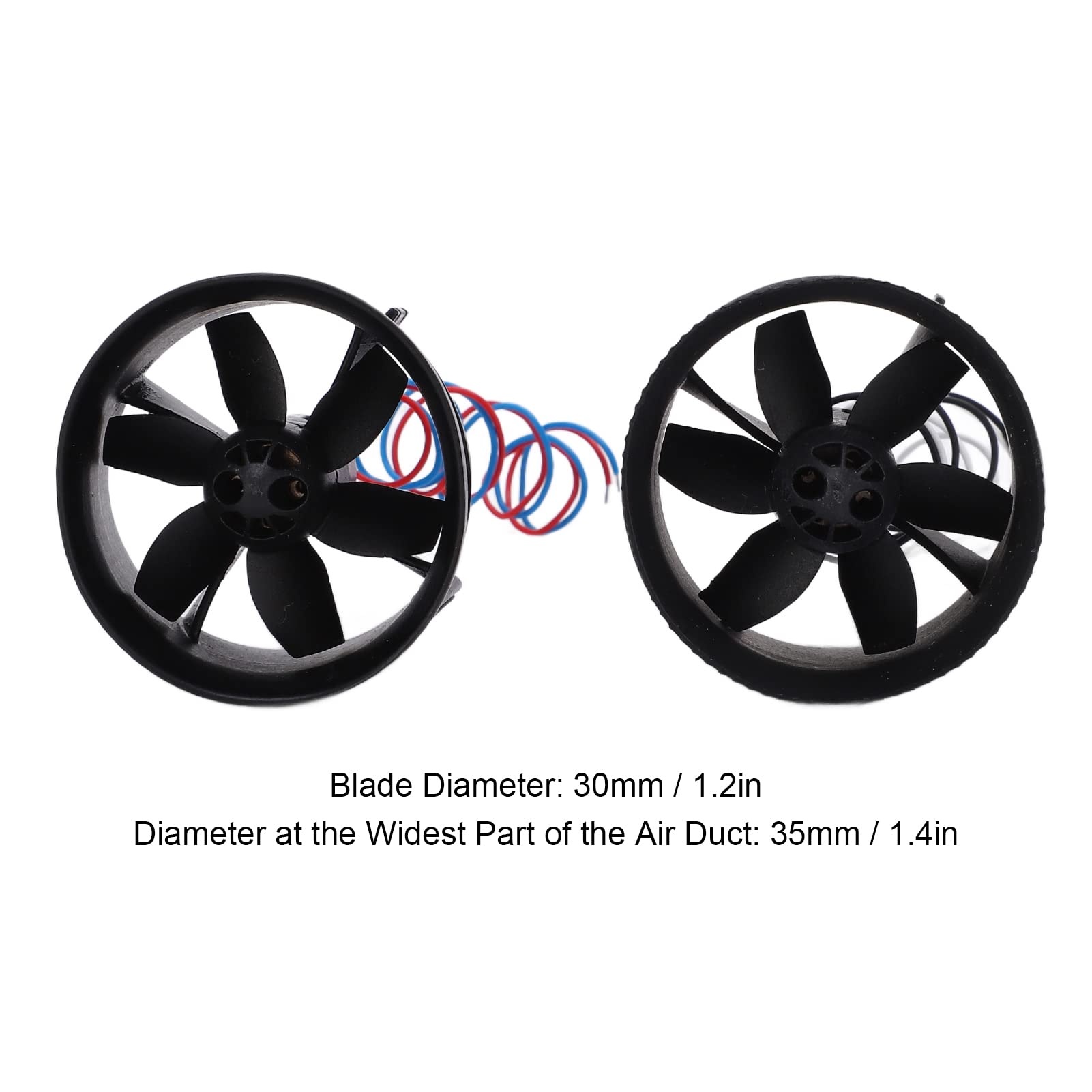 Qiilu 30mm RC Ducted Fan Propeller Kit - 2Pcs High Efficiency Plastic Blades for RC Ducted Aircraft | Stable & Powerful Performance | Perfect for FPV Drones, Jet Models & RC Airplane Upgrades