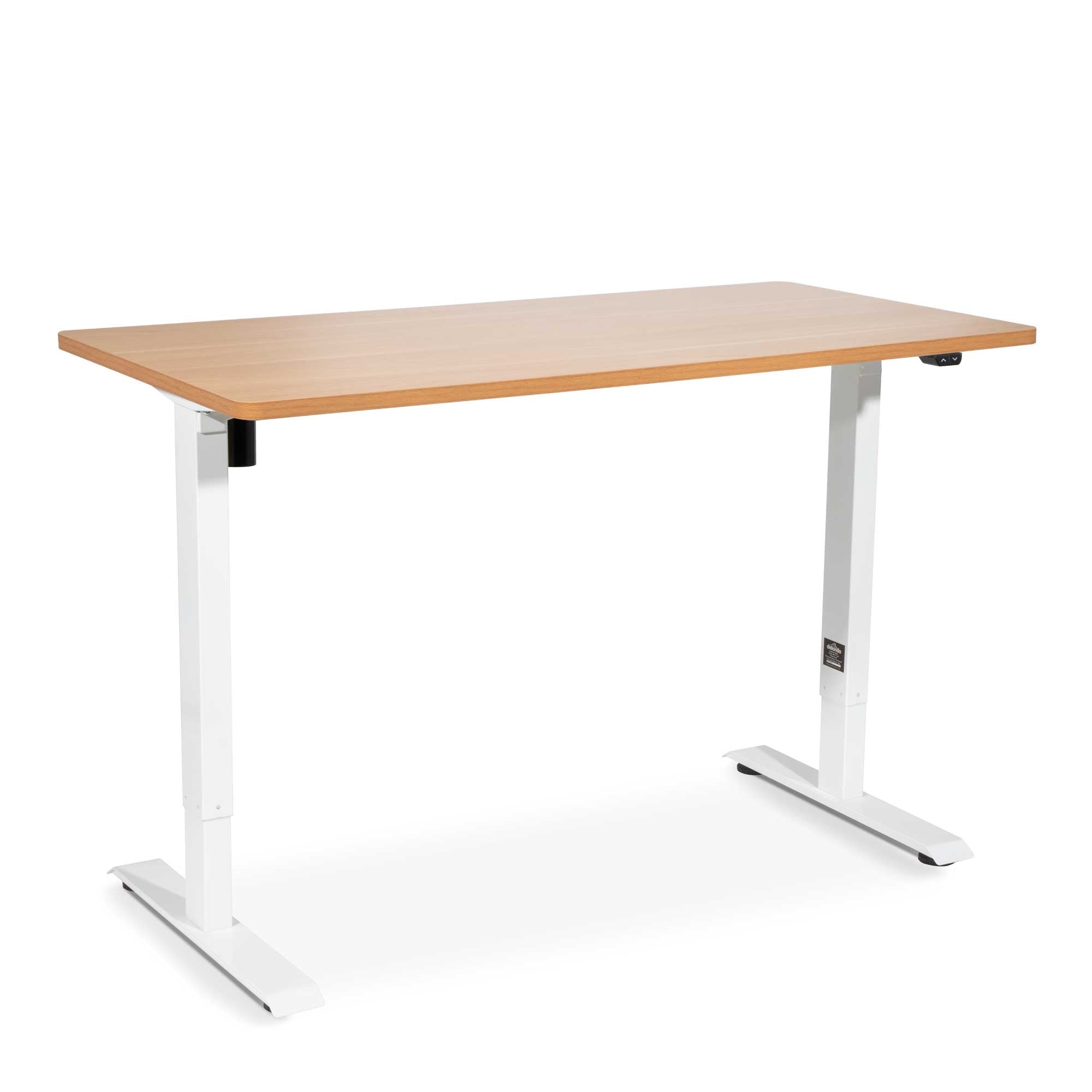 Single Motor Height Adjustable Electric Standing Desk with Oak Wood Desktop - Ergonomic Sit Stand Workstation for Home Office, Study & Gaming (Model DH68)