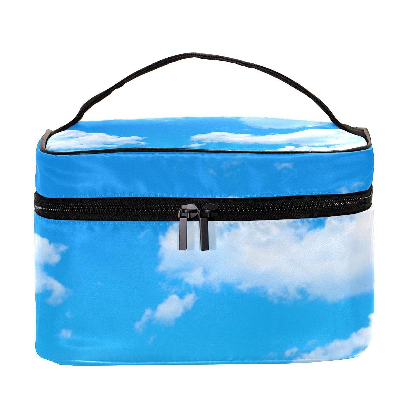 Blue Sky with Clouds Travel Makeup Bag - Large Waterproof Cosmetic Organizer Case with Zipper for Women & Girls - Perfect for Vacation, Gym, and Daily Essentials Storage
