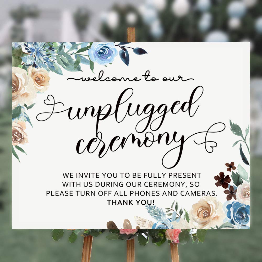 Unplugged Wedding Sign - Rustic Ceremony Sign for No Phones Wedding, Large UNFRAMED Wooden Decor - Perfect for Barn, Outdoor & Vintage Weddings