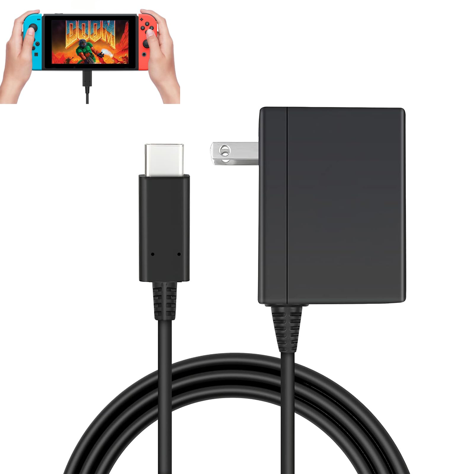 Original Nintendo Switch AC Adapter 15V 2.6A Power Cord - Fast Charging USB-C Power Supply for Switch/Switch Lite/Switch OLED & Compatible Devices (Black) - Perfect for Gaming, Travel & Home Use