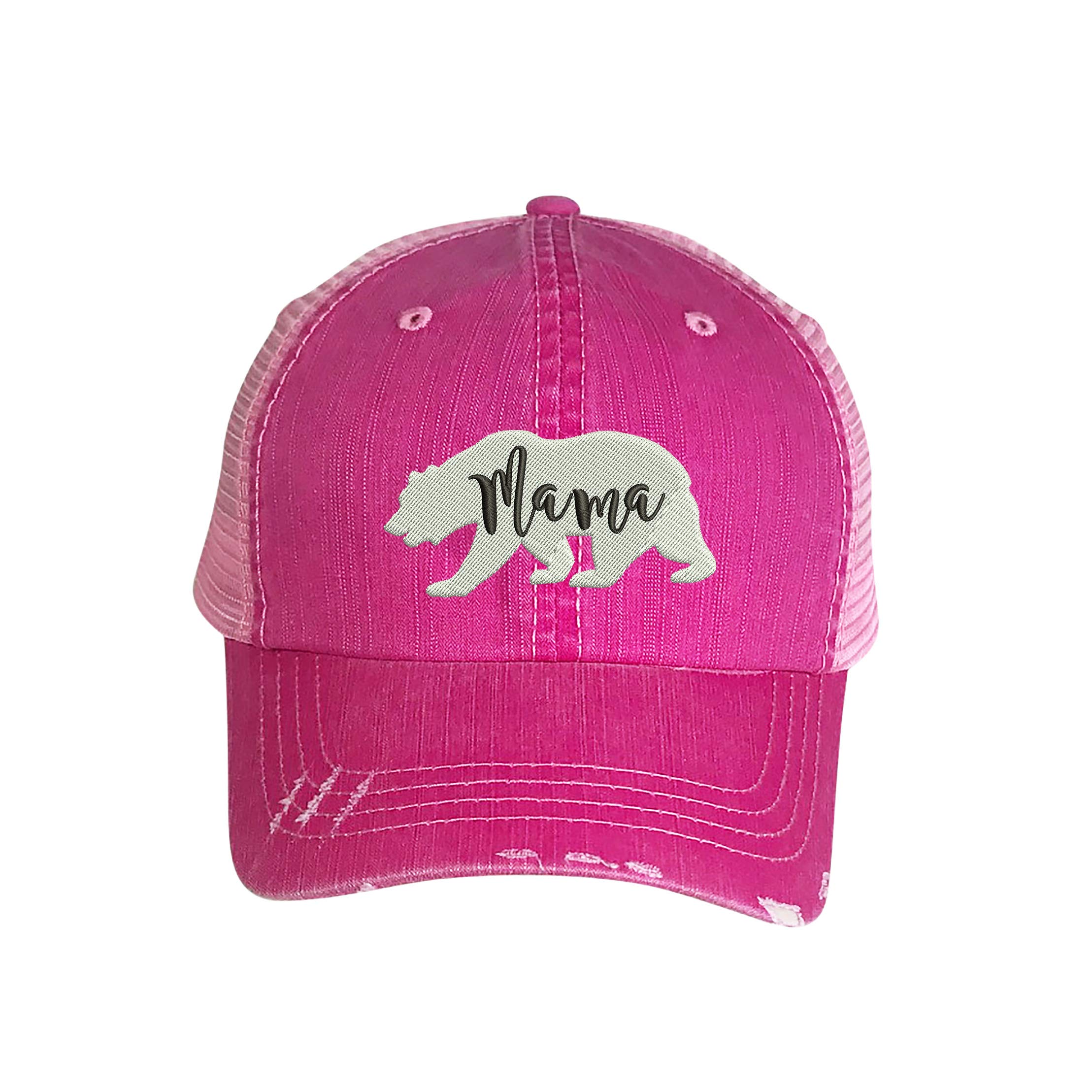 Vintage Mama Bear Distressed Trucker Hat - Embroidered Baseball Cap for Women & Men | Perfect for Outdoor Activities, Road Trips & Casual Wear
