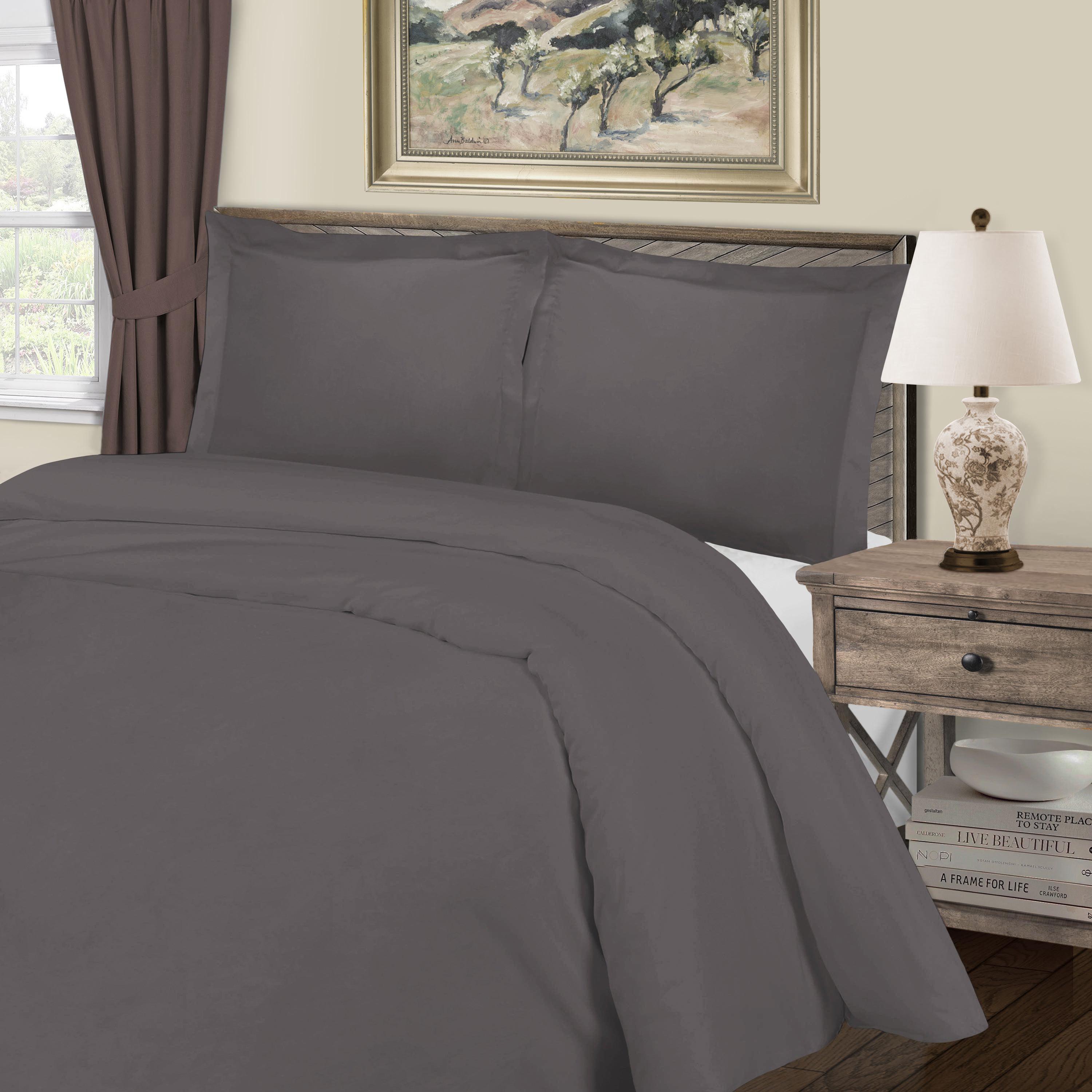 1000 Thread Count Cotton Rich Solid Duvet Cover Set - Ultra Soft Luxury Bedding for Master Bedroom & Guest Room