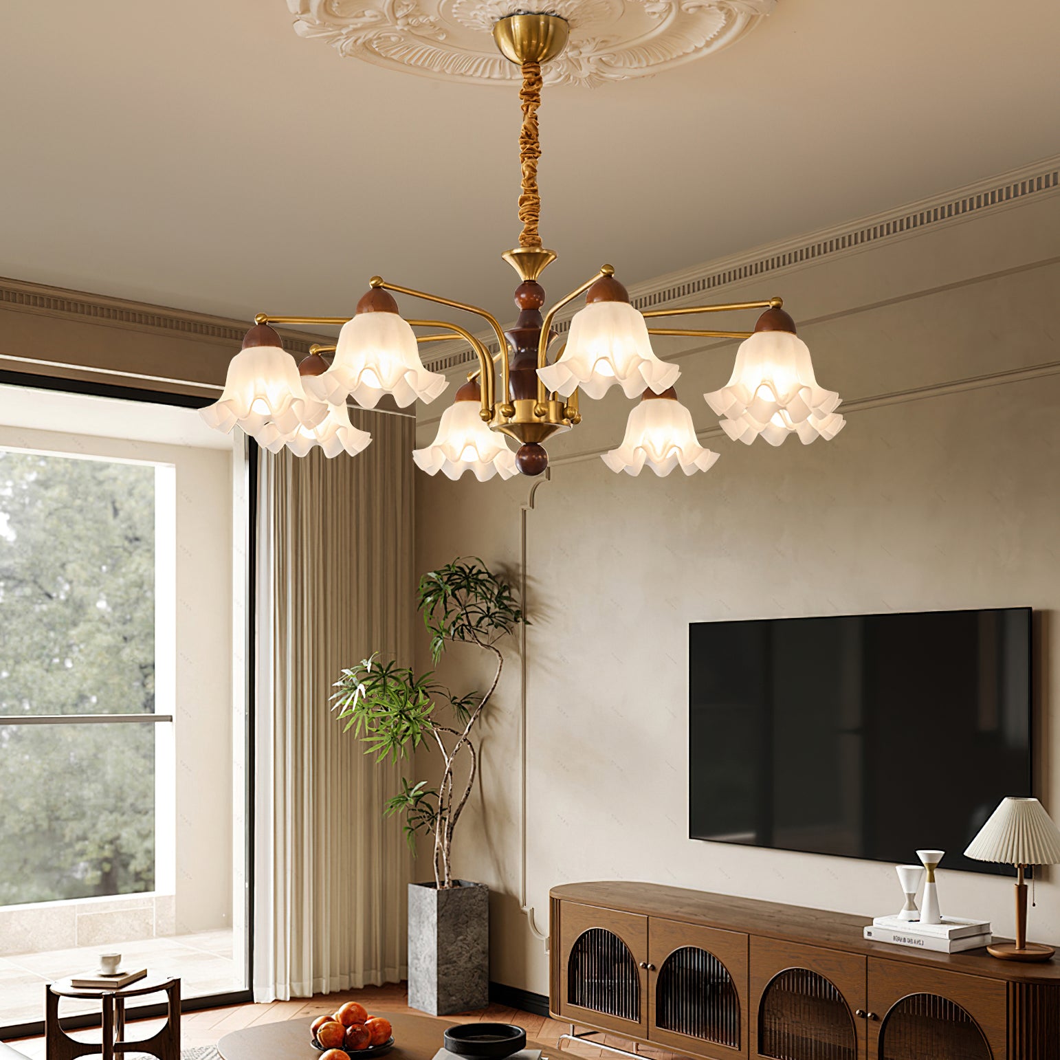 Elegant Blossom Flowers Chandelier - Floral Crystal Ceiling Light Fixture for Dining Room, Bedroom & Living Room Decor