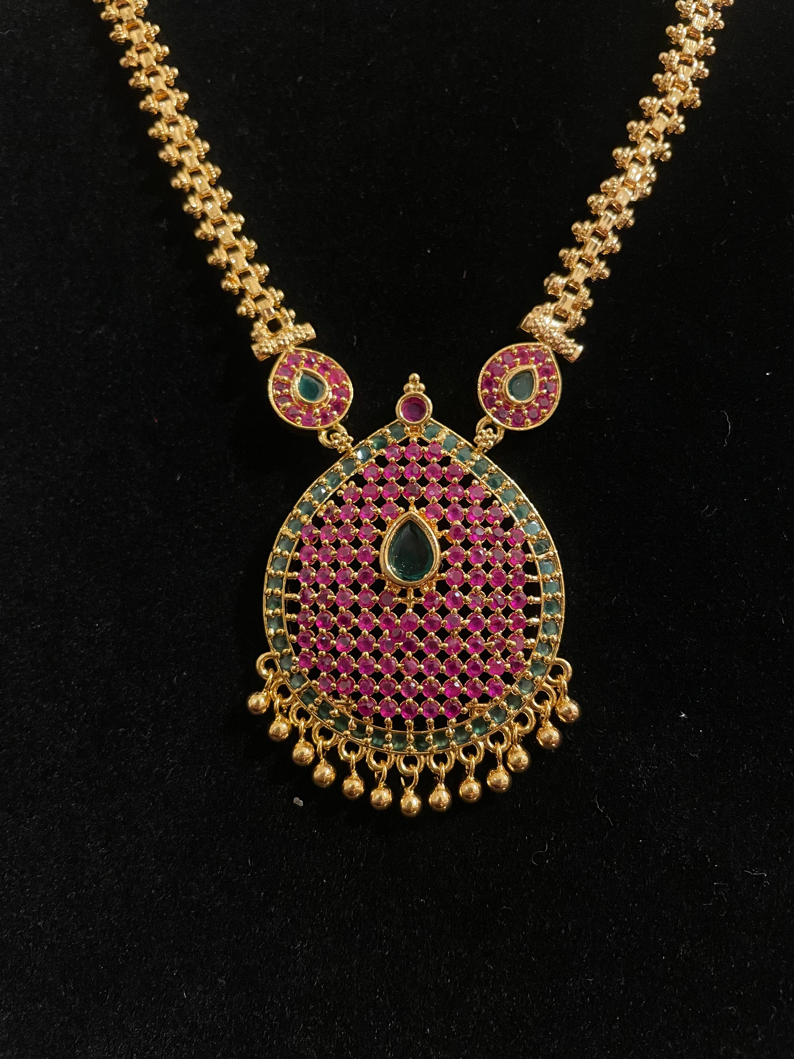 Elegant Gold Plated Pink Stone Necklace for Women - Perfect for Parties, Weddings & Everyday Wear