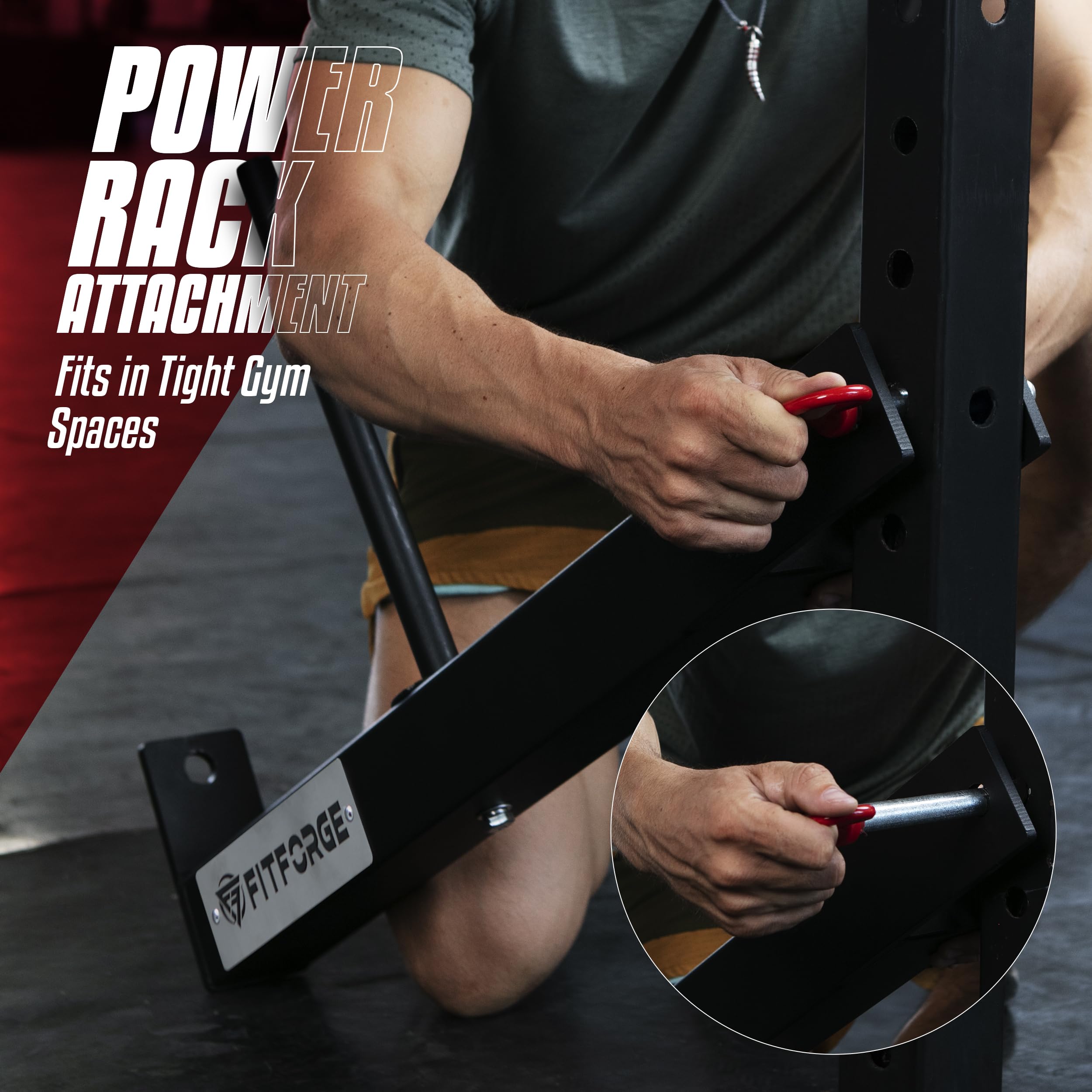 FitForge Belt Squat Attachment for Power Racks & Squat Belts - Space-Saving Home Gym Equipment for Strength Training | Compatible with All Hole Plates | Perfect for Squats, Deadlifts & Leg Workouts in Compact Spaces
