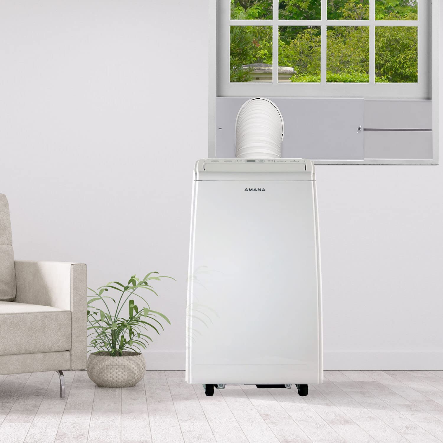 AMANA 8000 BTU (5500 BTU DOE) Portable Air Conditioner with Remote Control - White (AMAP084AW) for Bedroom, Office & Small Spaces Cooling