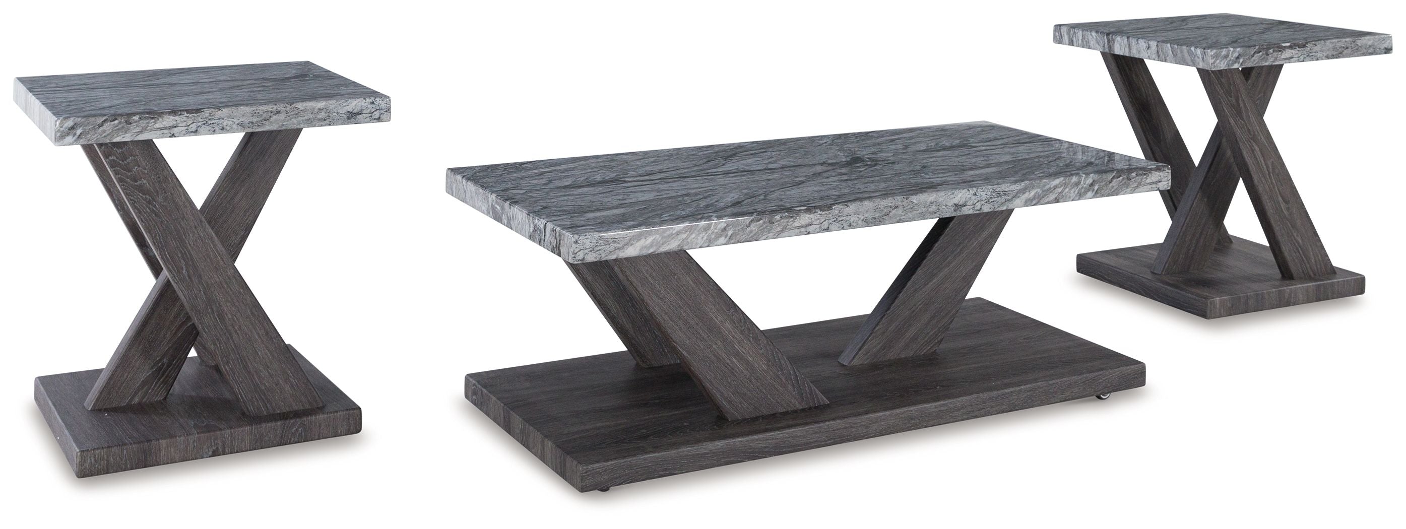 Bensonale Brown & Gray Occasional Table Set of 3 - Side Tables for Living Room, Bedroom, or Office Decor