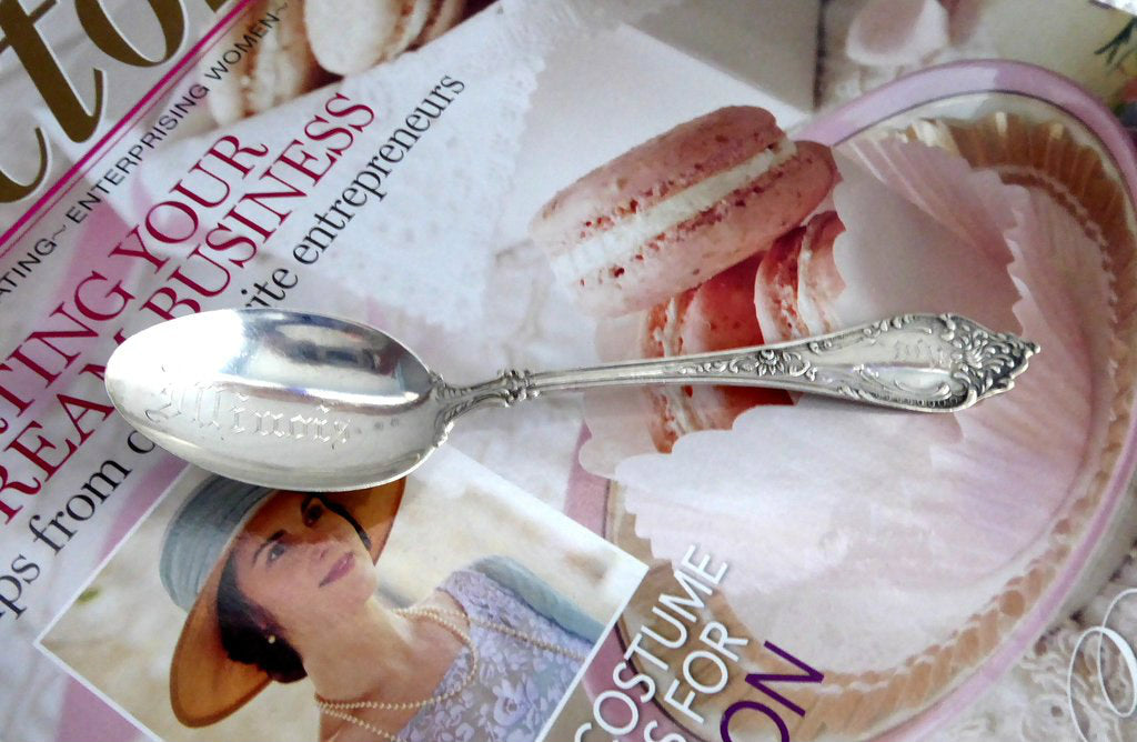 Antique Sterling Silver Spoon - Engraved Monogram 