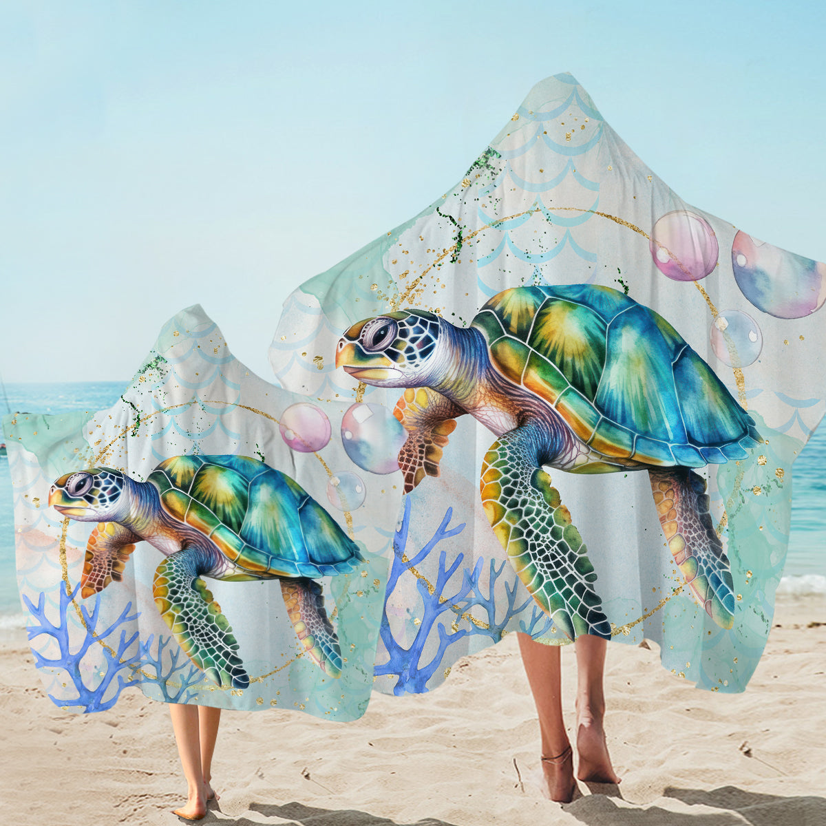 Soft Dreamy Sea Turtle Hooded Bath Towel for Kids - Cute Baby Bathing & Swimming Wrap, Perfect for Beach, Pool, and After-Shower Coziness