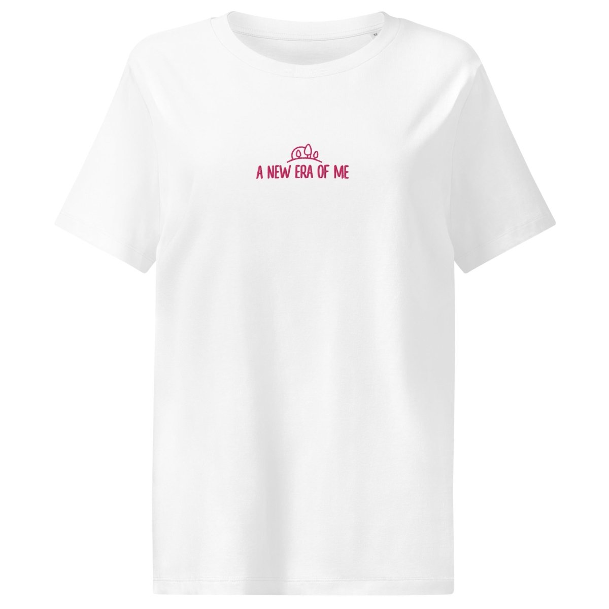 Women's Organic Cotton Embroidered Tee - Soft Comfortable Crewneck T-Shirt for Casual Wear & Everyday Outfits