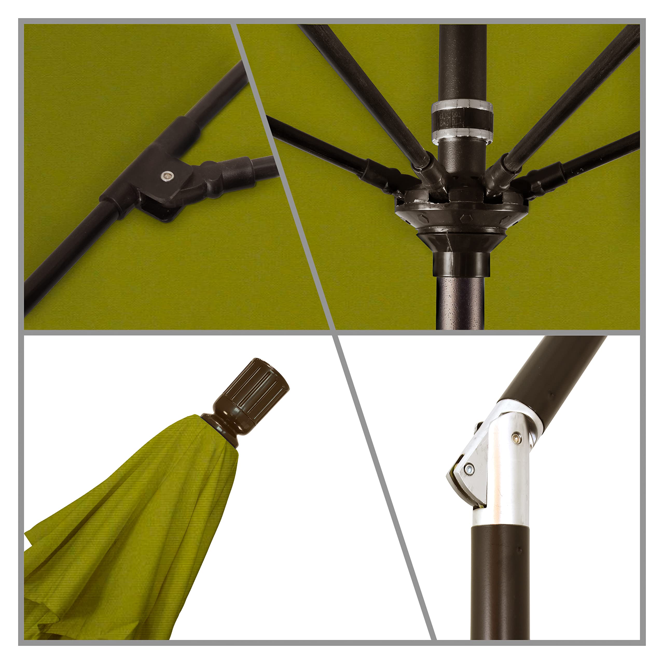 7.5' Round Patio Umbrella with Crank Lift & Tilt - Bronze Ginko Design, Aluminum Pole & Fiberglass Ribs for Outdoor Dining, Poolside, and Garden Relaxation