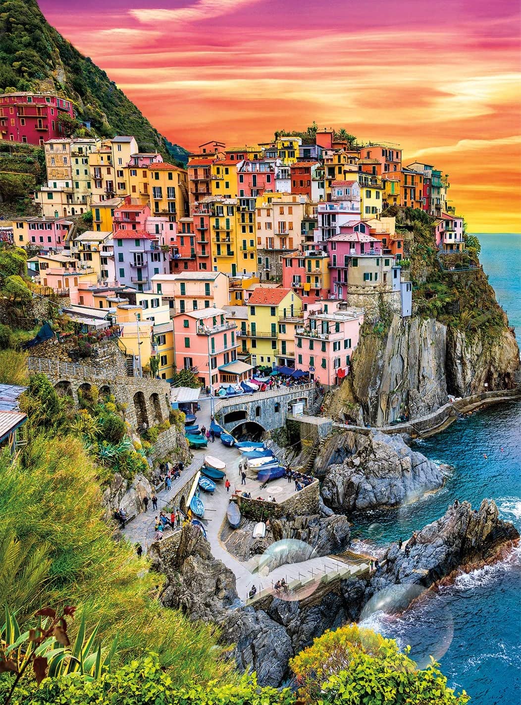 500pc Cinque Terre Sunset Jigsaw Puzzle for Adults - DIY Gift & Home Decor