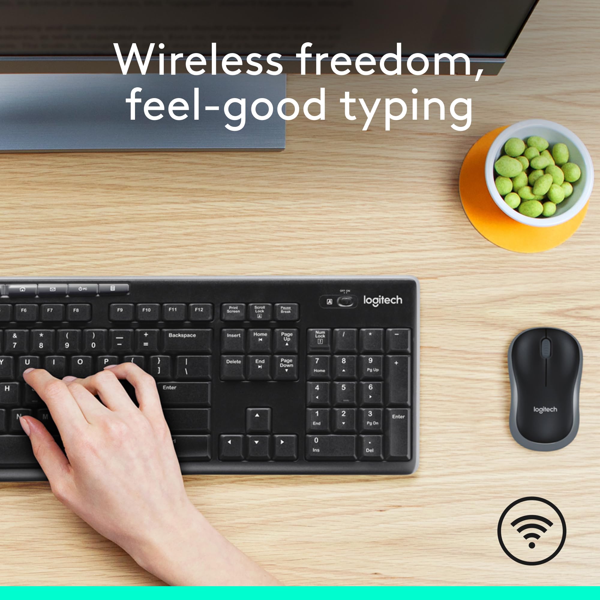 Logitech MK270 Wireless Keyboard and Mouse Combo - 2.4GHz Wireless, Compact Design, 8 Multimedia Keys for Windows PC & Laptop (Black) - Perfect for Home Office, Gaming, and Remote Work