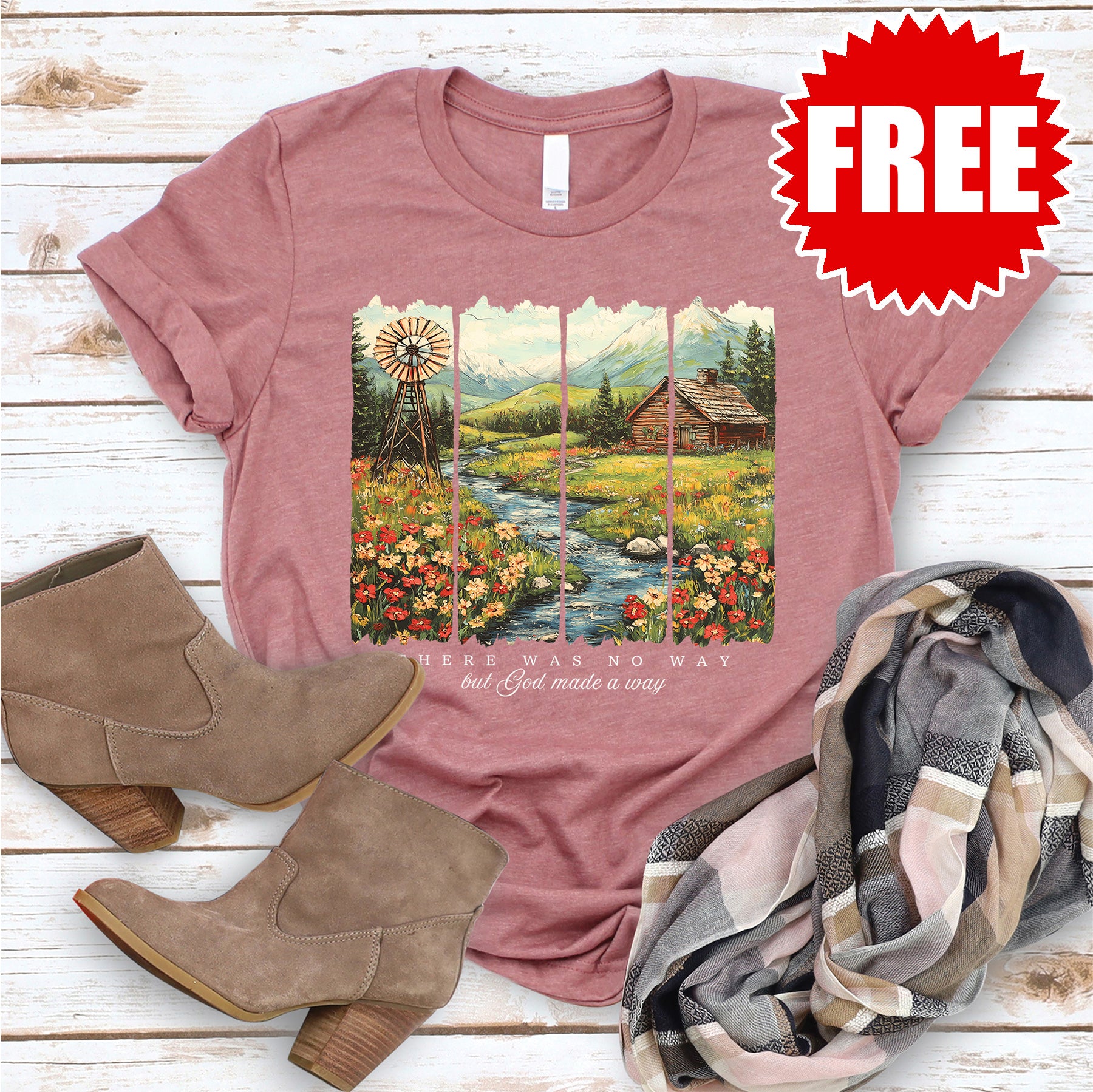 But God Made a Way Christian T-Shirt - Heather Mauve Faith Apparel for Women & Men - Church, Bible Study & Worship Wear
