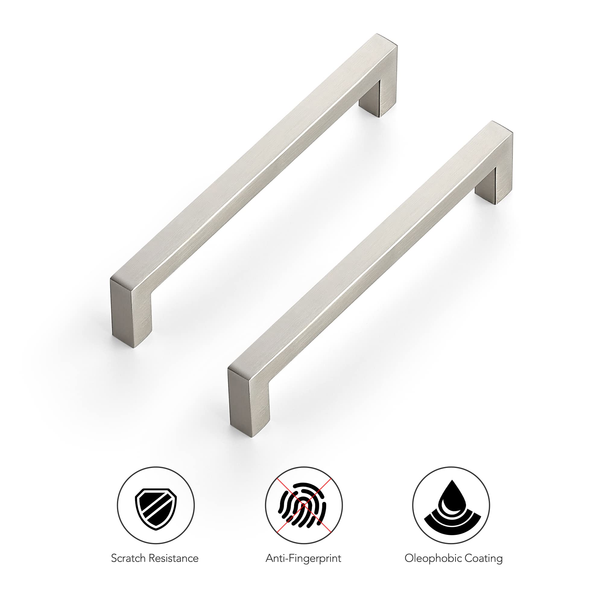 Ravinte 5 Pack 6-1/4 Inch Brushed Nickel Square Cabinet Handles - Stainless Steel Drawer Pulls for Kitchen Cabinets & Furniture - Perfect for Modern Home, Office, and DIY Renovation Projects