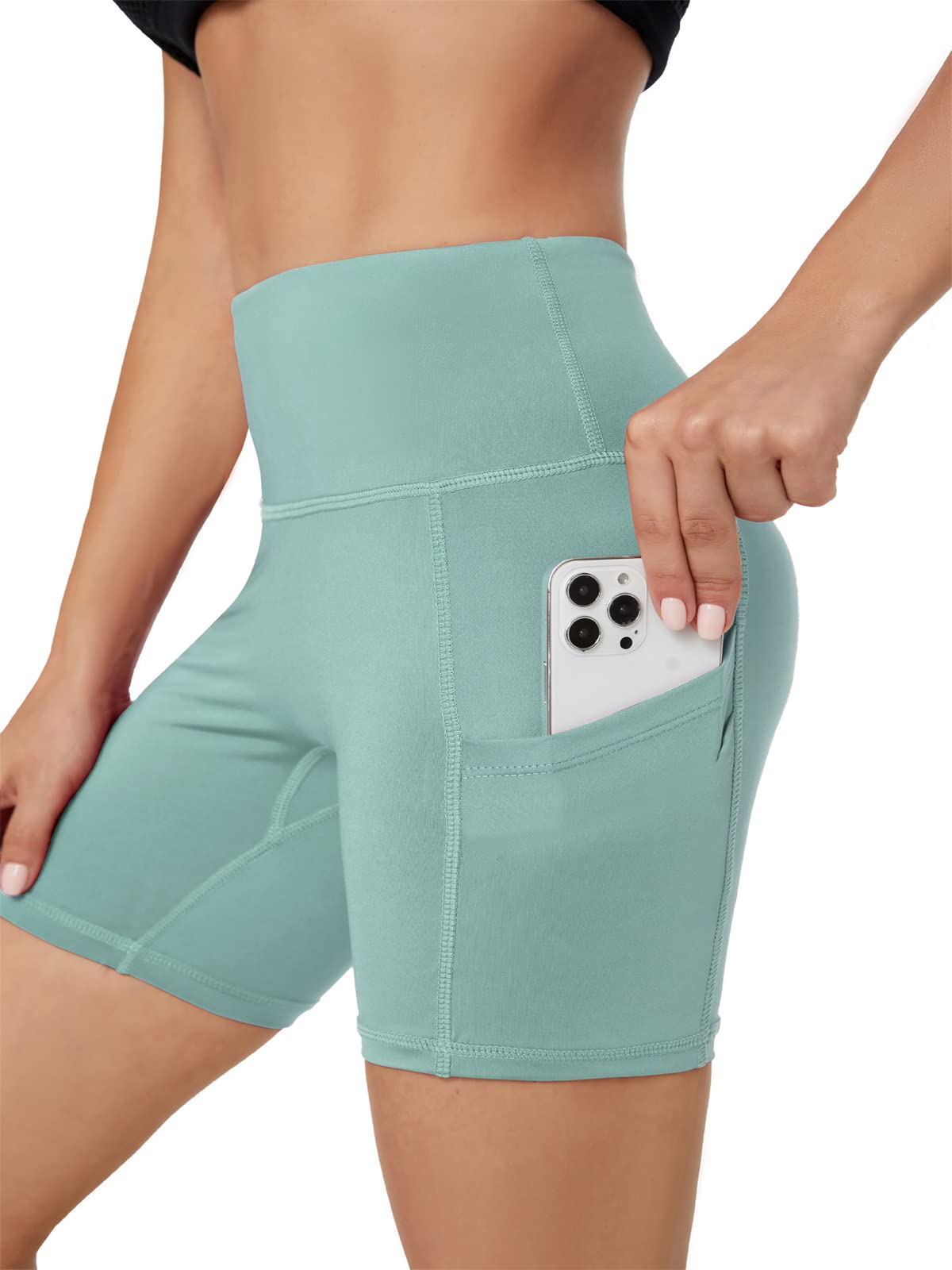 High Waist Yoga Shorts for Women - Tummy Control Workout Shorts with Pockets - Gym Running & Sports Leggings - Perfect for Yoga, Pilates, Fitness & Lounge Wear