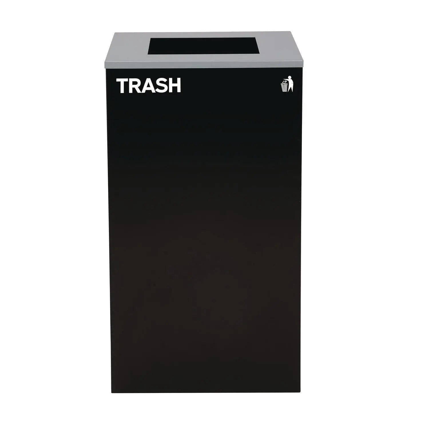 Alpine Industries 29 Gallon Steel Trash Can & Recycling Bin Set - Blue Recycling Container for Cans/Bottles with Circle Lid & Black Garbage Can with Square Lid - Perfect for Kitchen, Office, Garage Waste Management