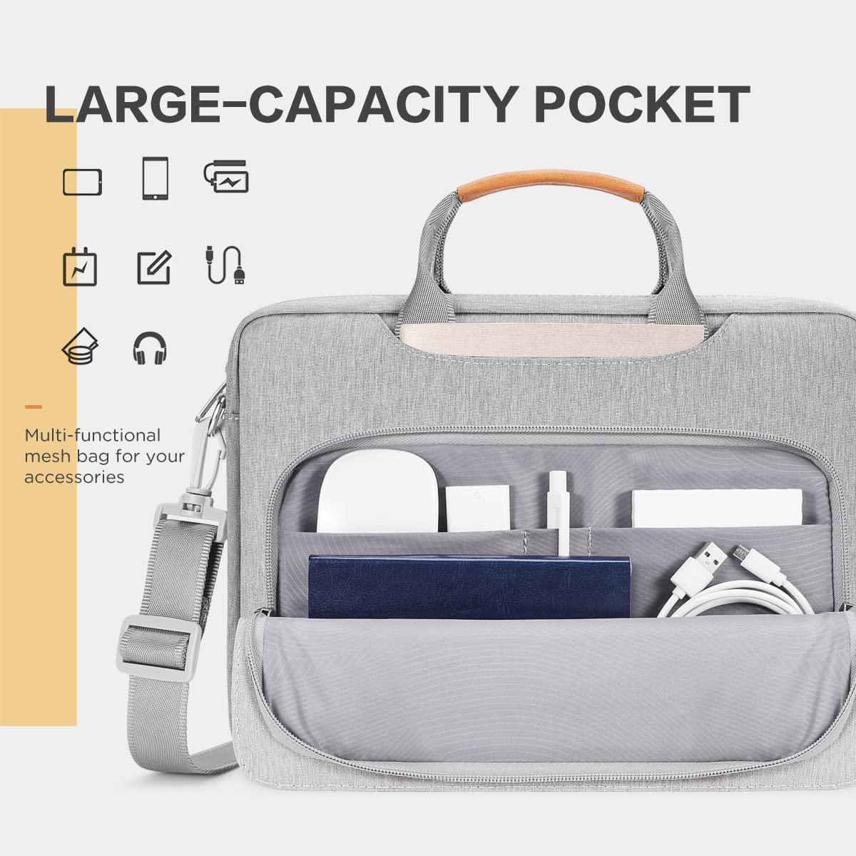 NIDOO Premium Laptop Sleeve Shoulder Bag - Compatible with 12.9