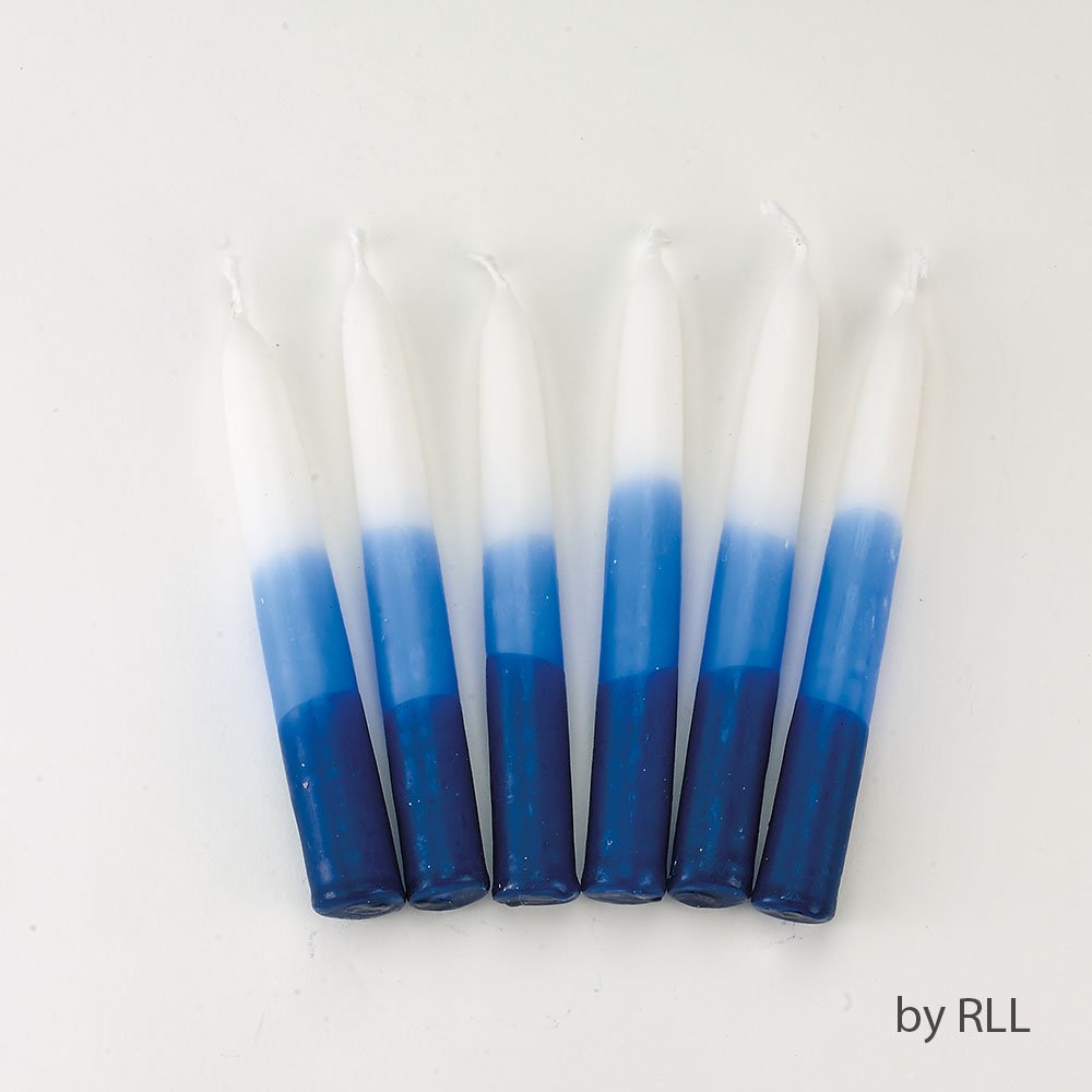 Premium Shabbat Candles - Blue & White Tricolor Kosher Candles (Pack of 12) for Jewish Sabbath, Havdalah & Holiday Celebrations