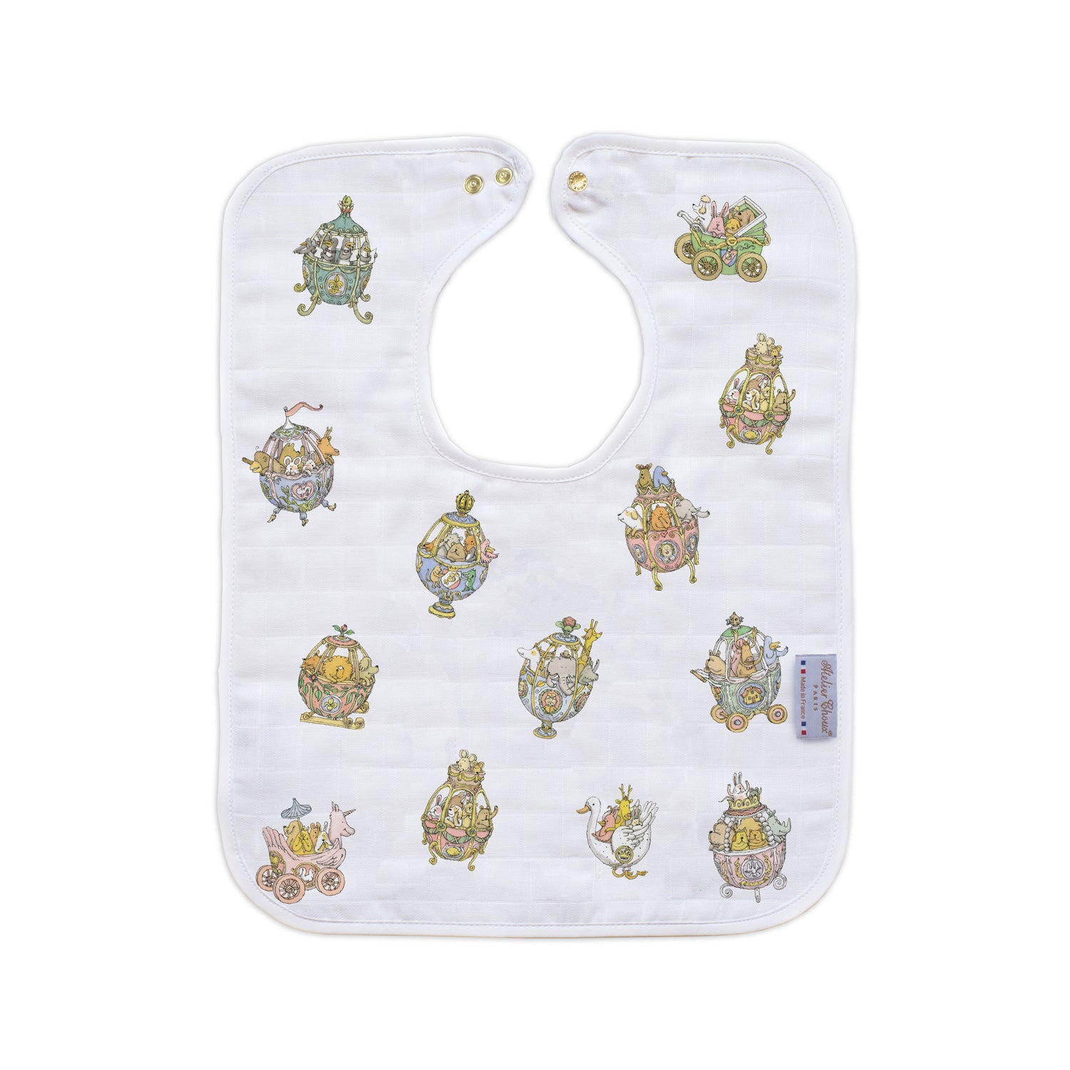 Atelier Choux Premium Large Baby Bib with Gold Snaps - Soft & Stylish for Feeding, Drooling & Messy Playtime