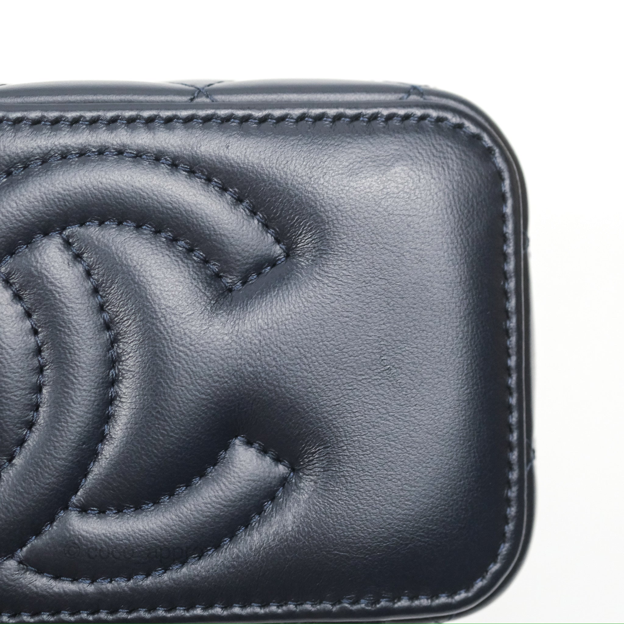 Chanel Navy Lambskin Adjustable Chain Slide Vanity Bag with Aged Gold Hardware - Perfect for Evening Events, Travel & Luxury Fashion Accessories