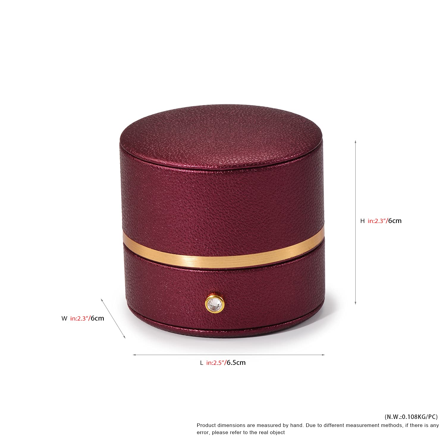 Oirlv Genuine Leather Ring Box - Elegant Engagement & Wedding Proposal Jewelry Gift Box for Rings, Earrings, Necklaces (Red Wine Color) - Perfect for Romantic Proposals, Anniversary Gifts & Jewelry Storage