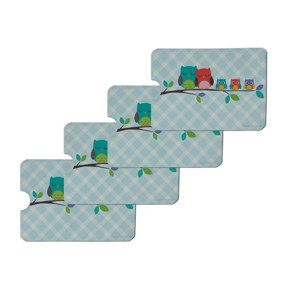 Colorful Owl Family RFID Blocking Credit Card Holder Set of 4 - Secure Wallet Protector for Contactless Cards - Perfect for Travel, Shopping & Daily Use