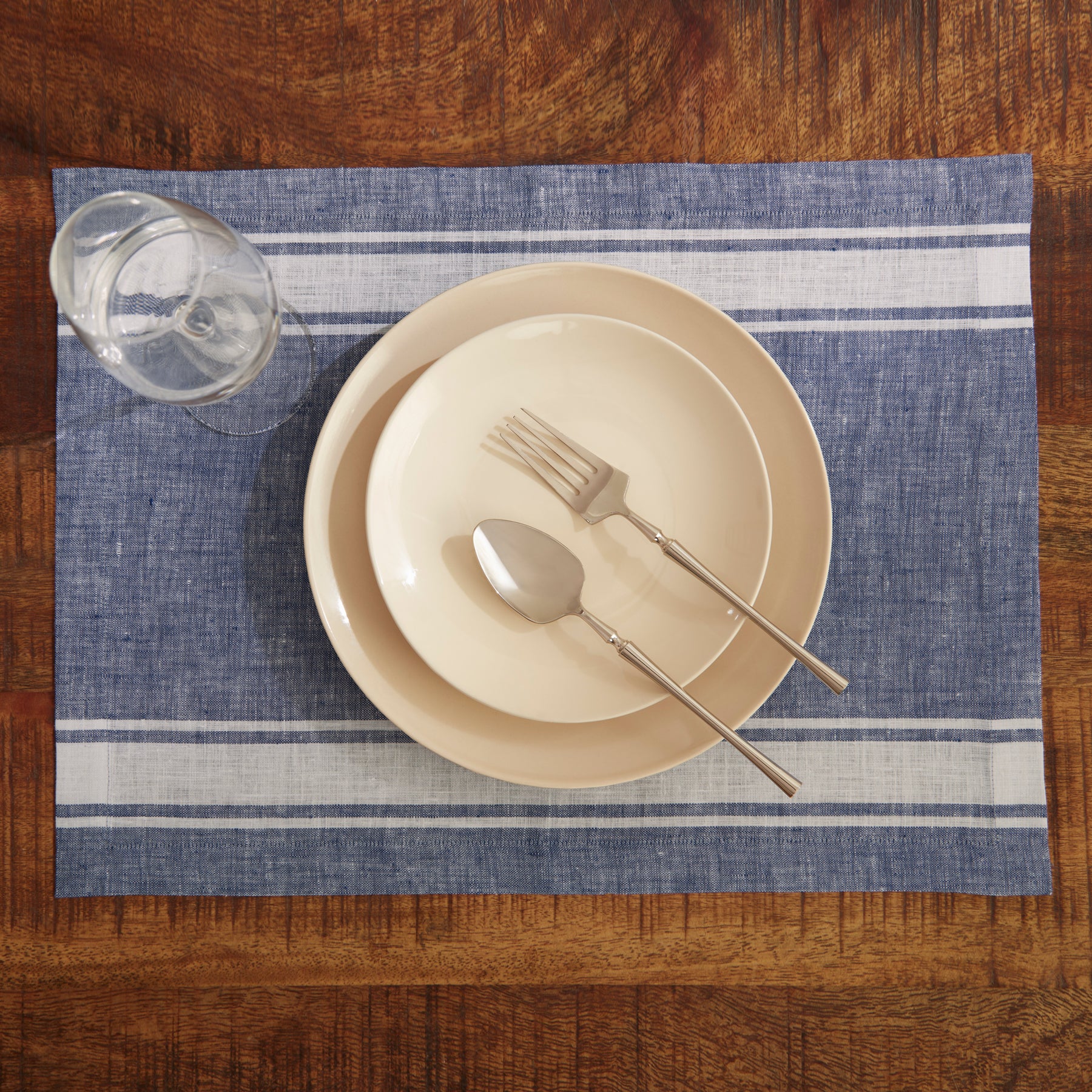 Farmhouse Stripe Placemats Set of 4 - Rustic Cotton Table Mats for Dining Room Decor, Kitchen Table Setting & Holiday Entertaining