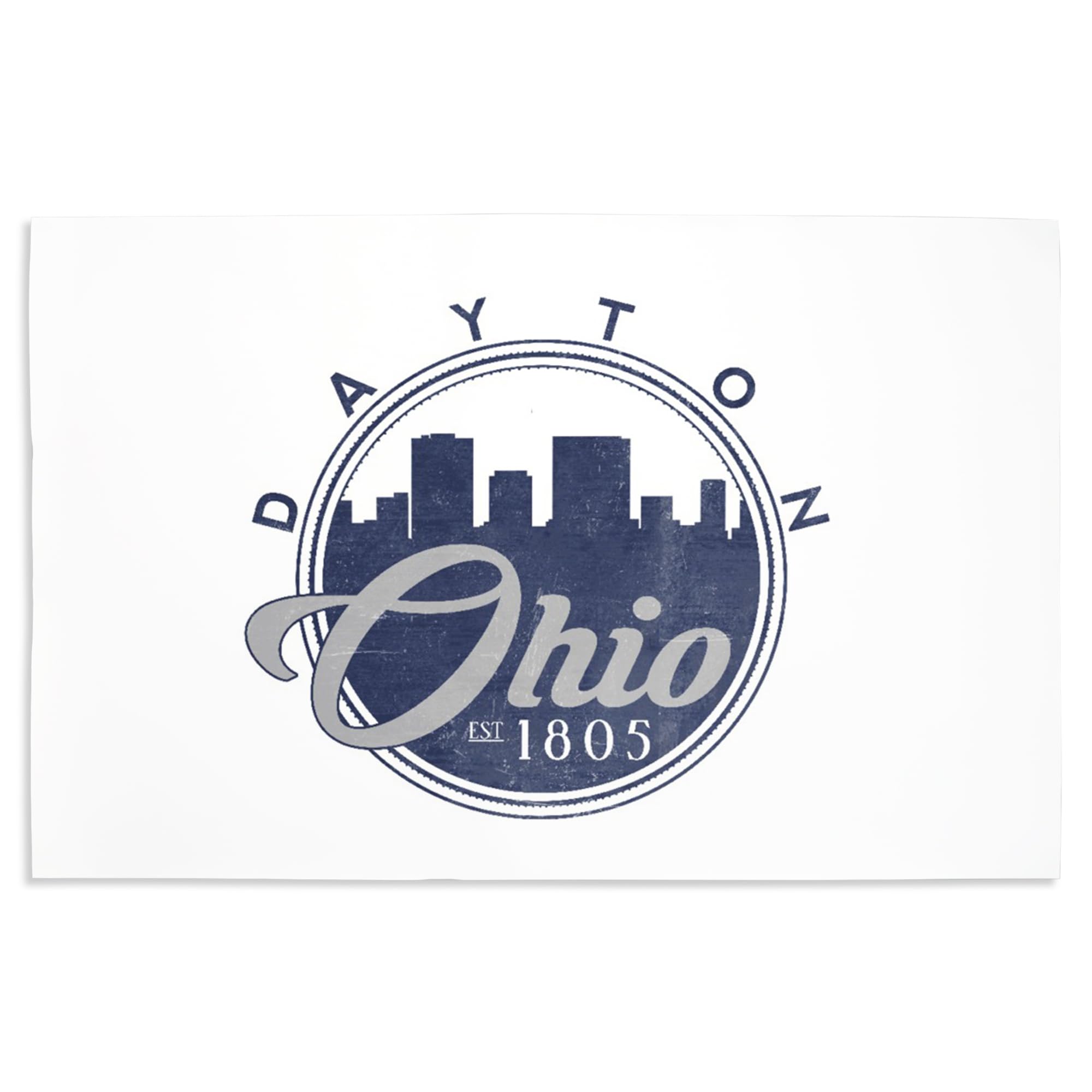 Lantern Press 16x24 Inch Giclee Art Print - Dayton Ohio Skyline Seal in Blue | Premium Wall Decor for Living Room, Office & Home