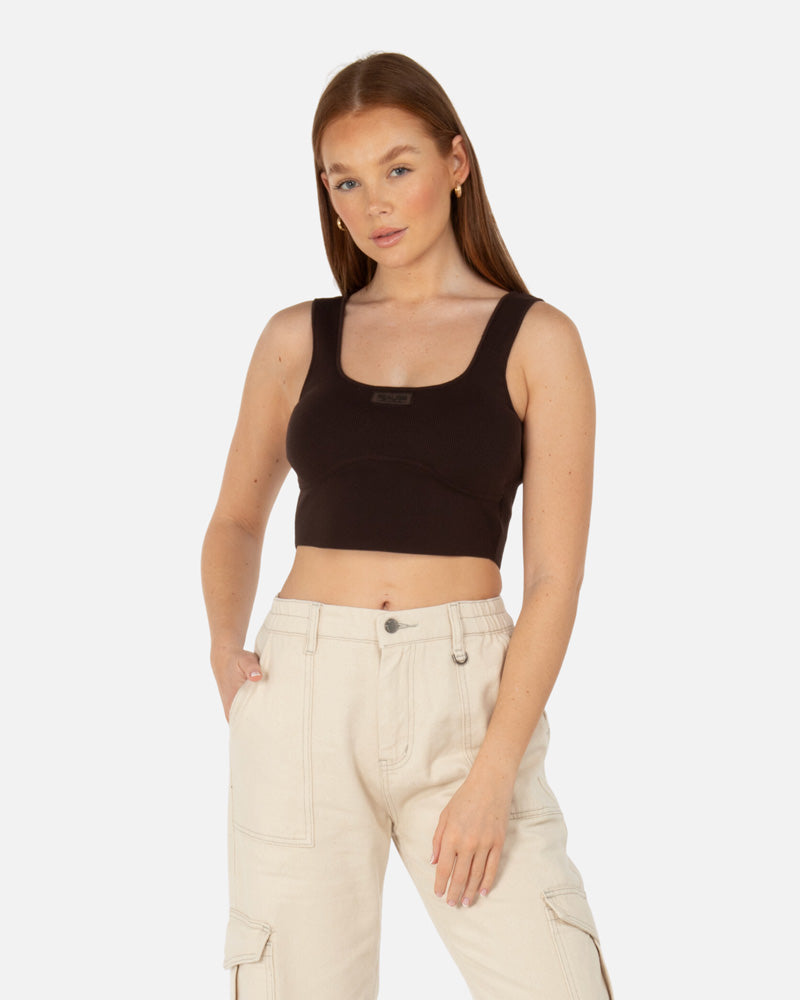SSS Realism Pisces Scoop Tank Top in Mocha - Stylish & Comfortable for Casual Wear, Yoga, and Beach Outfits
