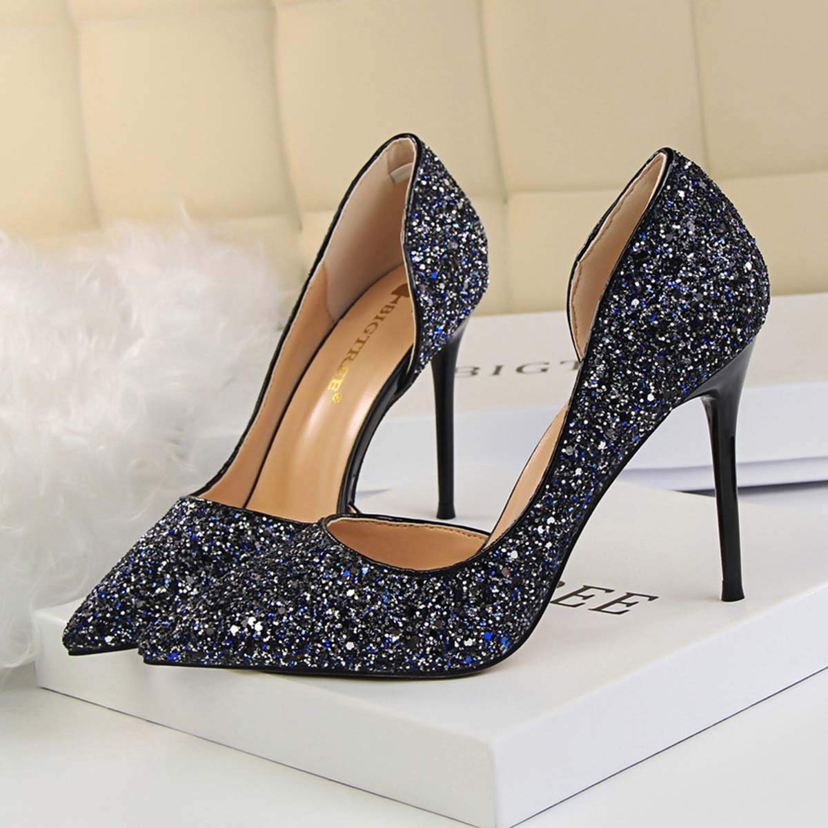 JOEupin Women's High Heel Pumps - Sexy Stiletto Dress Shoes for Wedding, Party & Evening Wear - Elegant Semi-Open Toe Women's Heels for Formal Occasions, Date Night & Special Events