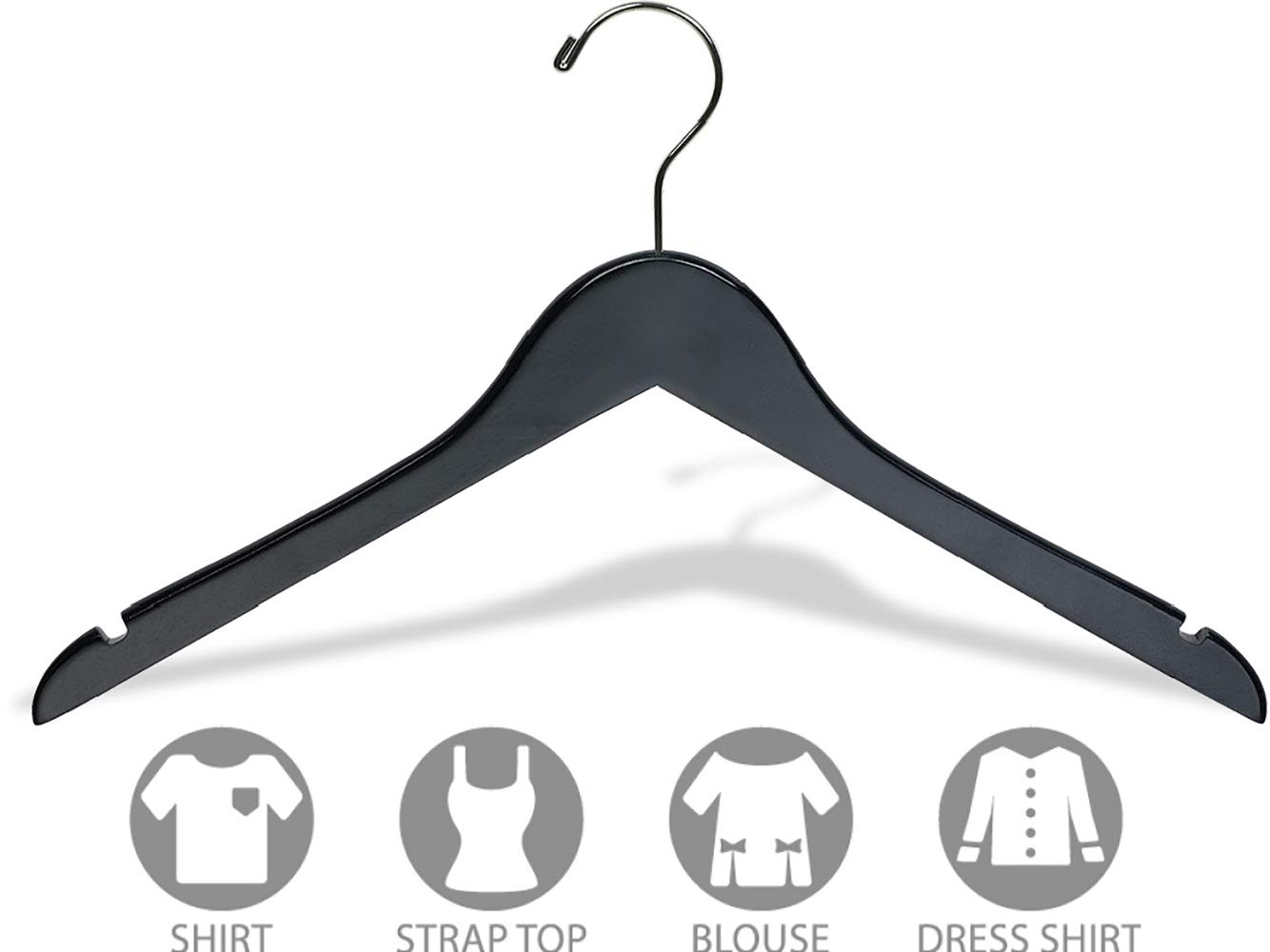 The Great American Hanger Company 100-Pack Black Wooden Clothes Hangers with Wooden Top - Space-Saving Closet Organizers for Dresses, Suits & Coats - Premium Wardrobe Essentials for Home & Retail Stores