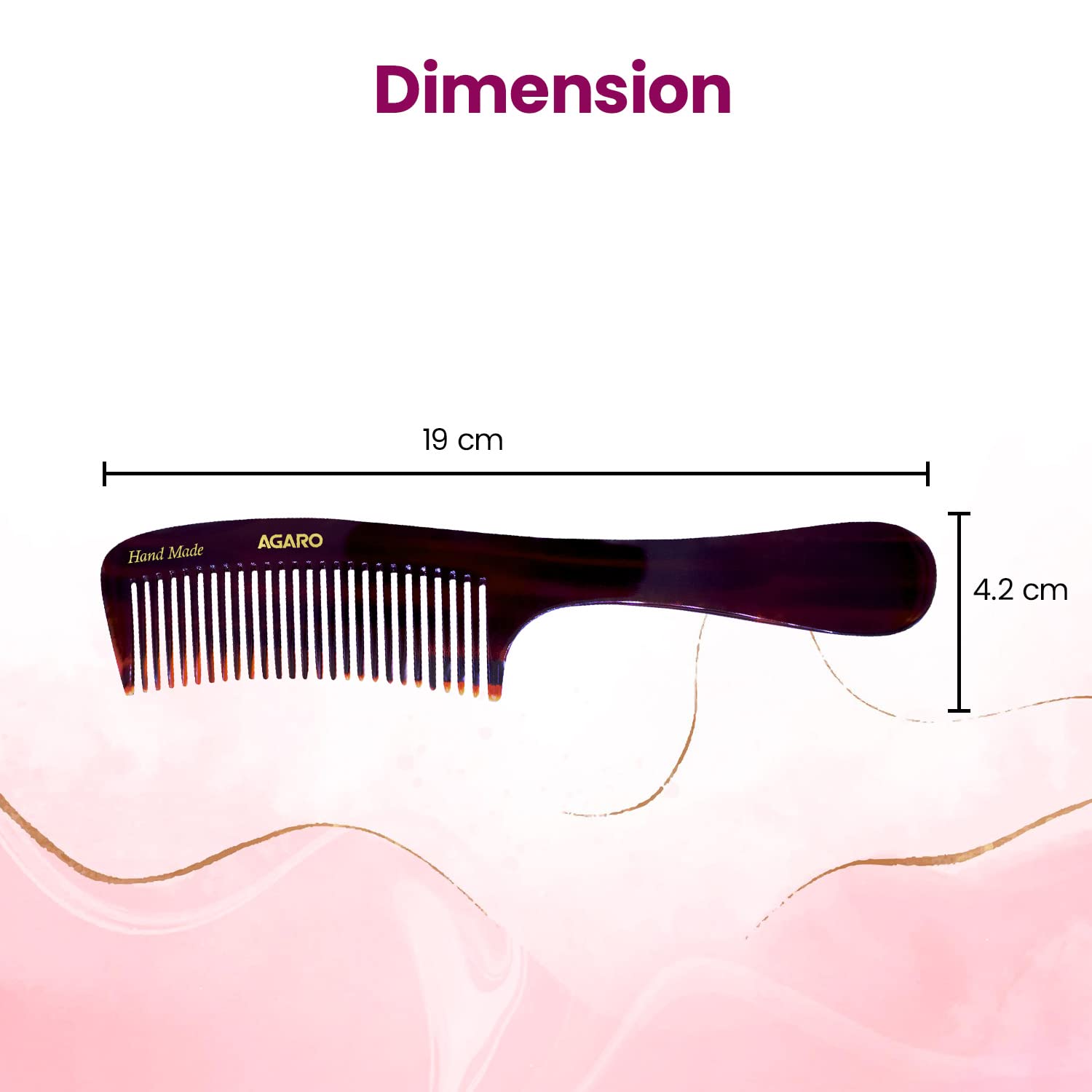 Agaro Handmade Wooden Comb with Handle - Fine Tooth Dressing Comb for Men & Women | Smooth Rounded Teeth for Gentle Hair Styling & Brushing | Premium Cellulose Acetate Comb (Brown, HMC73) - Perfect for Daily Grooming, Salon Styling & Travel Essentials