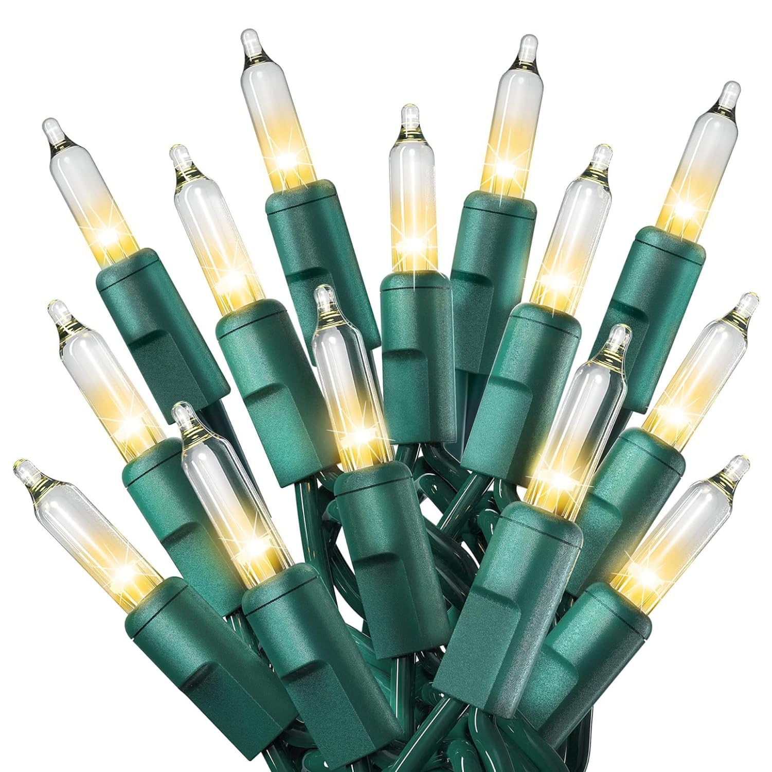PREXTEX 300 Count Clear Christmas Tree Lights with Green Wire - 60 ft Warm White Twinkle Fairy String Lights for Indoor Outdoor Holiday Decor - Perfect for Christmas Trees, Patios, Windows, Fireplace Mantels & Party Decorations