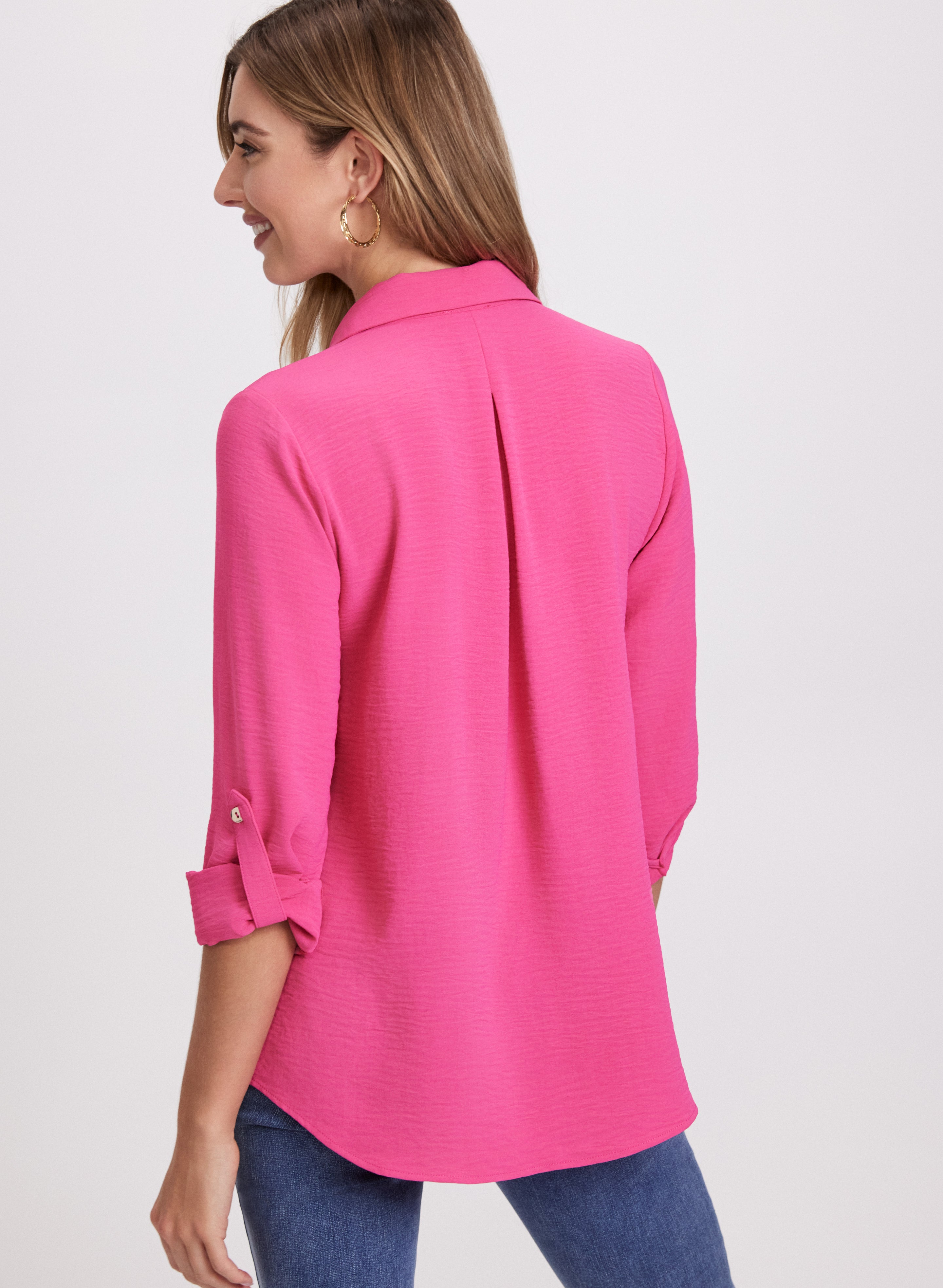 Stylish Crepe Button Down Blouse for Women - Elegant Office & Casual Wear - Perfect for Work, Date Night & Special Occasions