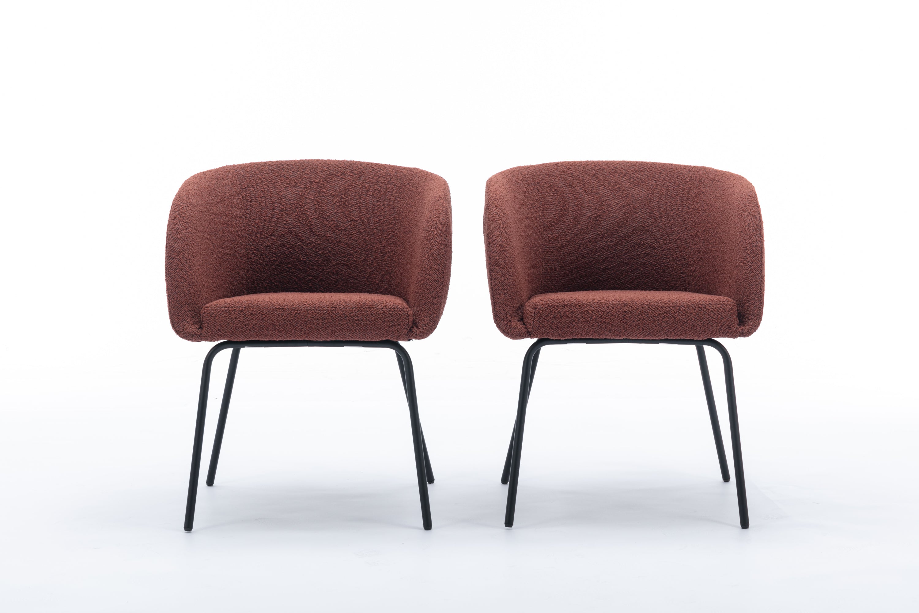 2 Pack Boucle Fabric Dining Chairs with Black Metal Legs - Wine Red | Modern Upholstered Side Chairs for Kitchen, Dining Room, or Office | Comfortable & Stylish Seating Solution