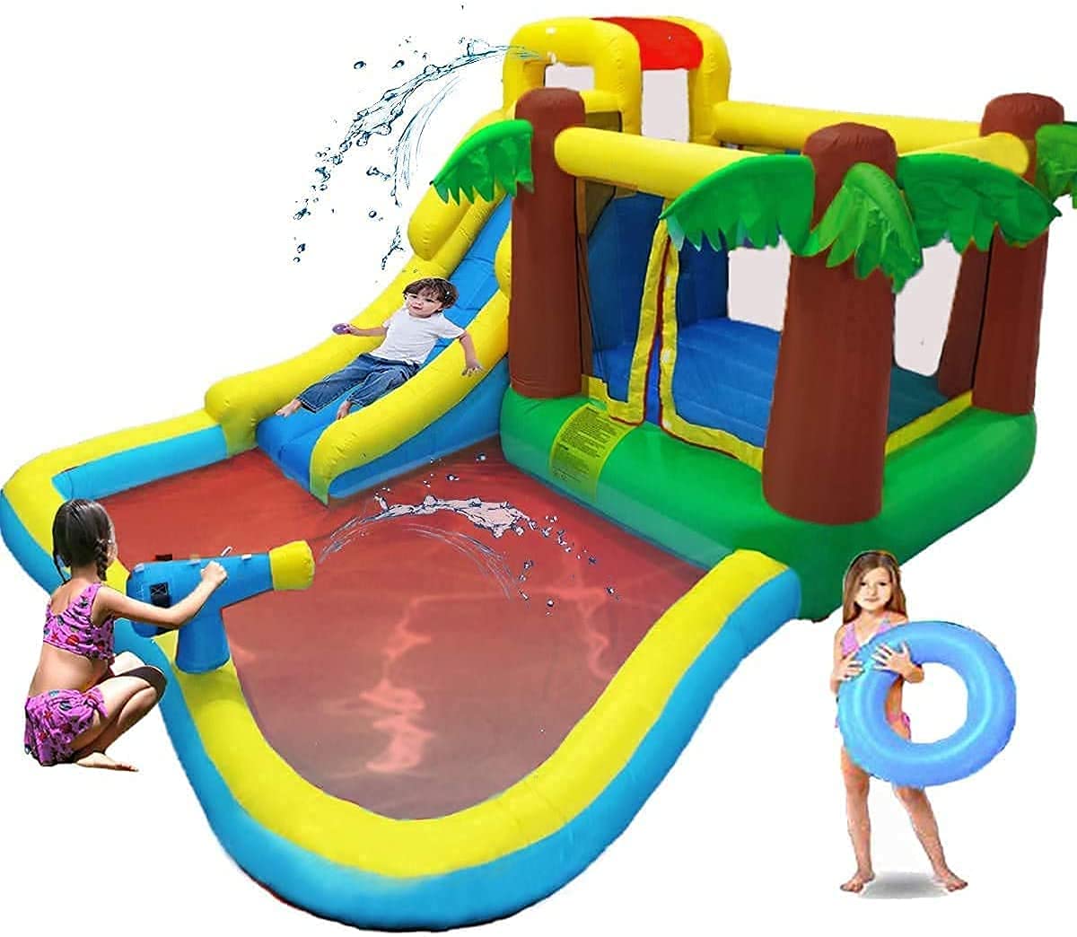 **MEIOUKA Inflatable Water Bounce House with 450W Blower - Kids Outdoor Water Slide, Ball Pool & Hawaiian Coconut Tree Theme - Perfect for Backyard, Parties & Summer Fun**    *(Optimized for SEO with keywords: inflatable water bounce house, kids outdoor water slide, backyard bouncy house, summer fun, water park toy)*