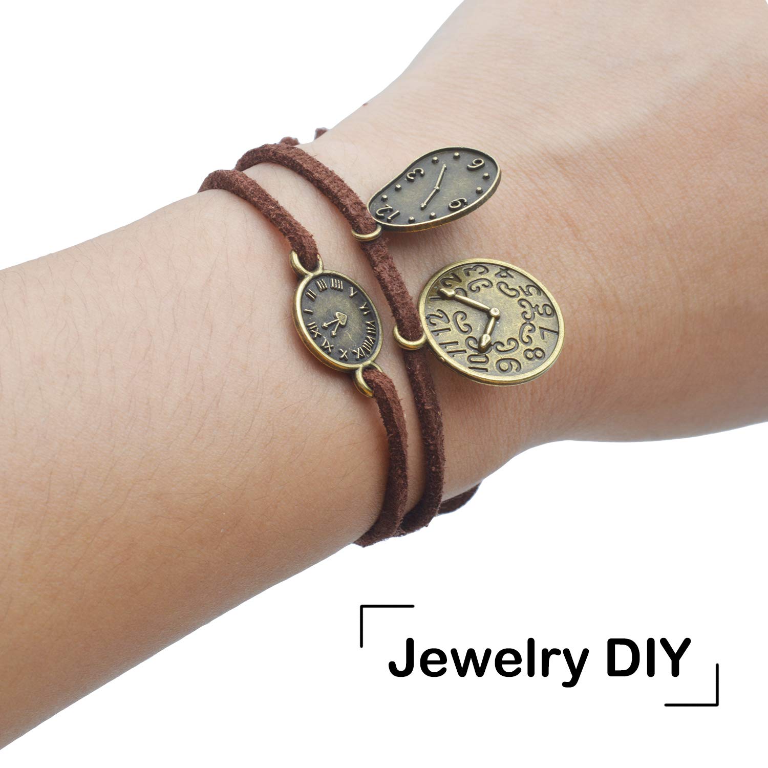 Steampunk Clock Face Charm Pendant - 100g Multi-Style Watch Dial & Gear Charms for DIY Jewelry Making - Perfect for Necklaces, Bracelets, and Craft Projects