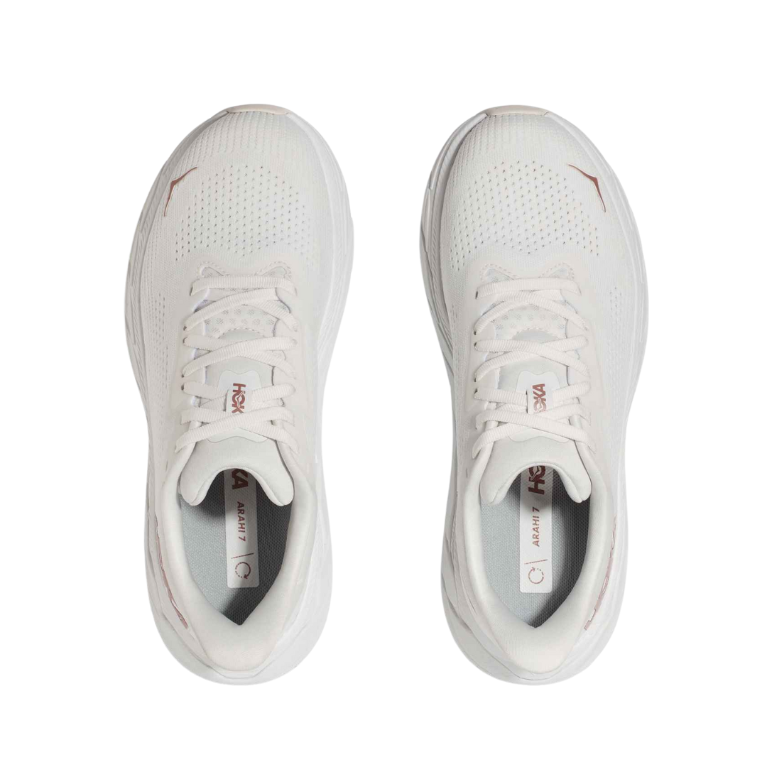 Arahi 7 Running Shoes for Women - Blanc De Blanc/Rose Gold - Lightweight Cushioned Sneakers for Jogging, Gym & Daily Wear