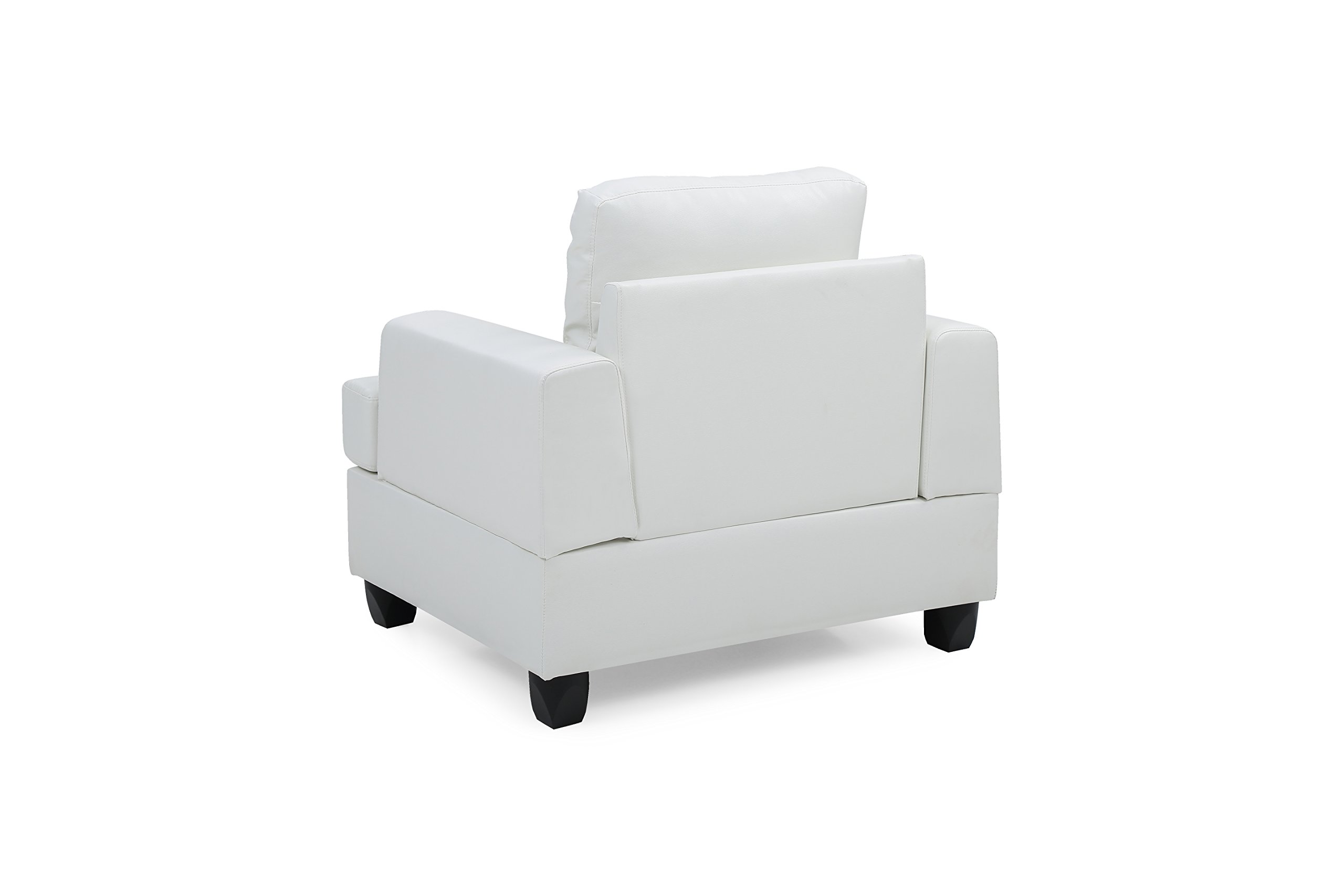 Premium White PU Upholstered Armchair - Modern Accent Chair for Living Room, Bedroom & Office - Comfortable Lounge Chair with Sturdy Metal Legs - Glory Furniture Collection
