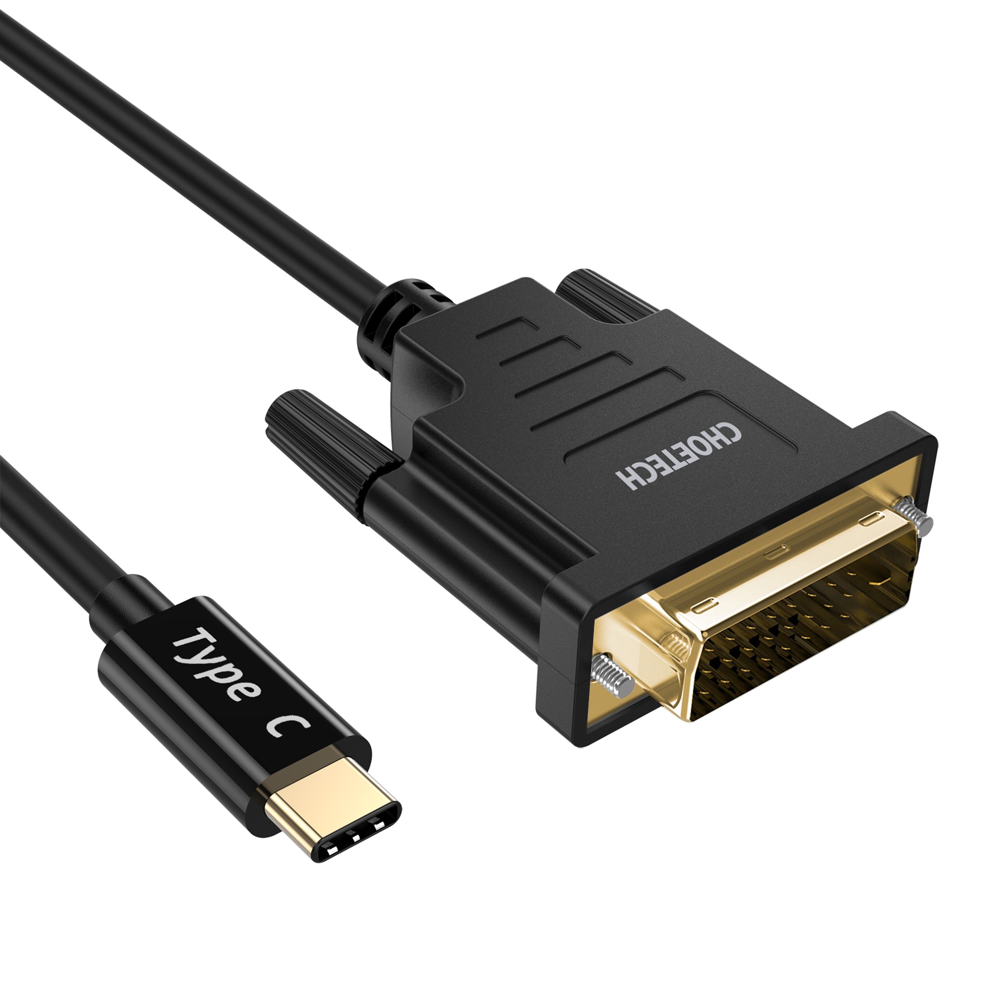 CHOETECH USB C to DVI Cable 4K@30Hz (6FT/1.8M) - USB Type C to DVI 24+1 Adapter for MacBook Pro, Dell XPS, Surface Pro - Perfect for Home Office, Gaming & Presentations