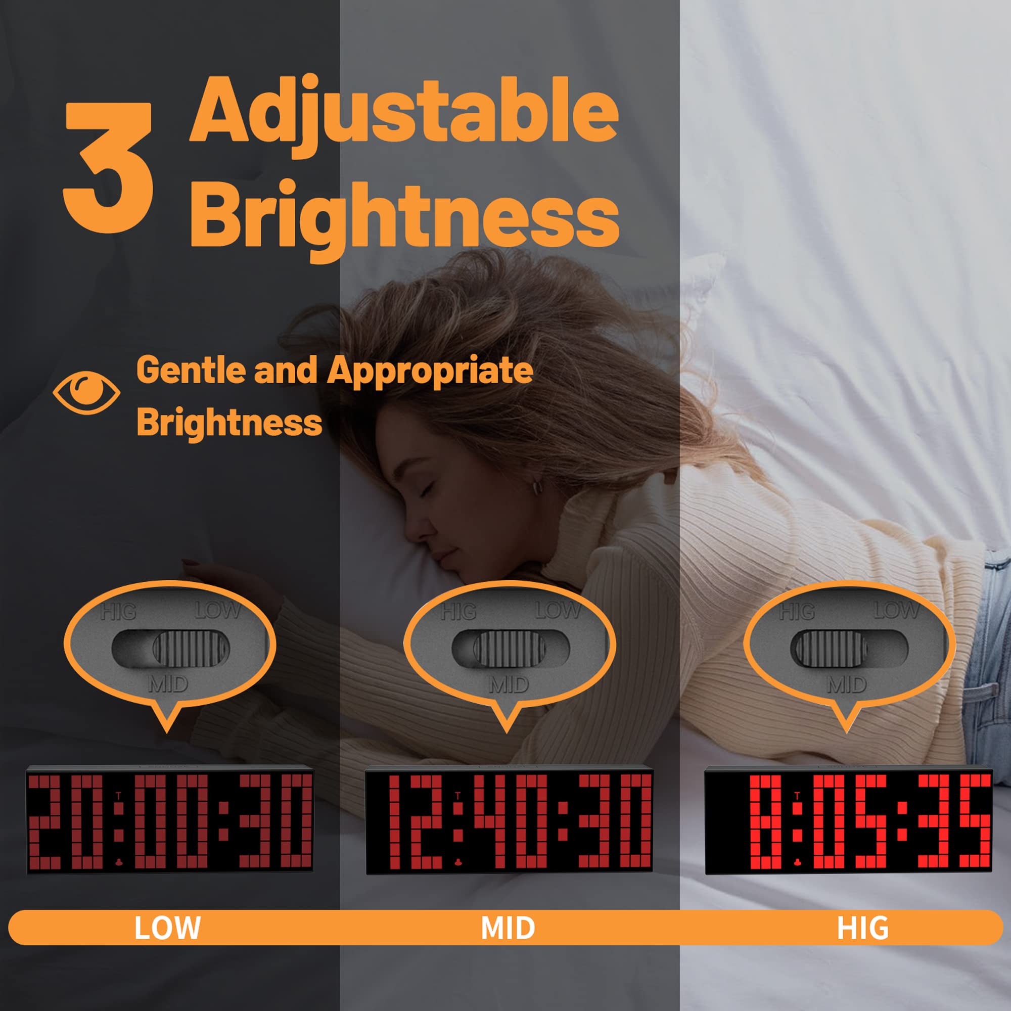 7-Color LED Digital Alarm Clock with Adjustable Brightness - Remote Control, Countdown Timer, Calendar & Temperature Display - Perfect for Bedroom, Office & Nightstand Use