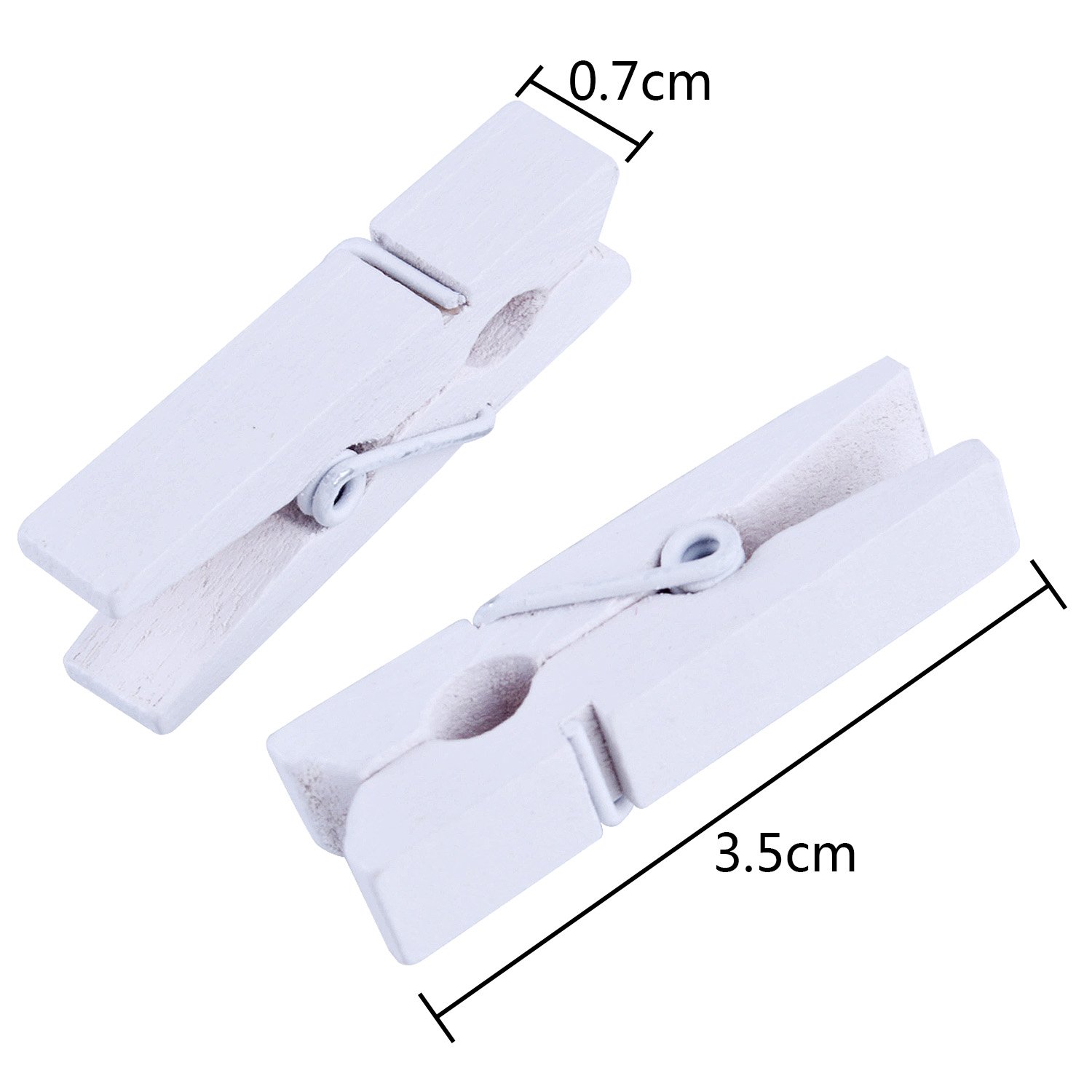 100-Pack Mini White Wooden Clips - Multipurpose Utility Clips for Photos, Crafts, Office & Home Organization - Ideal for DIY Projects, Scrapbooking, Bulletin Boards & Hanging Decorations