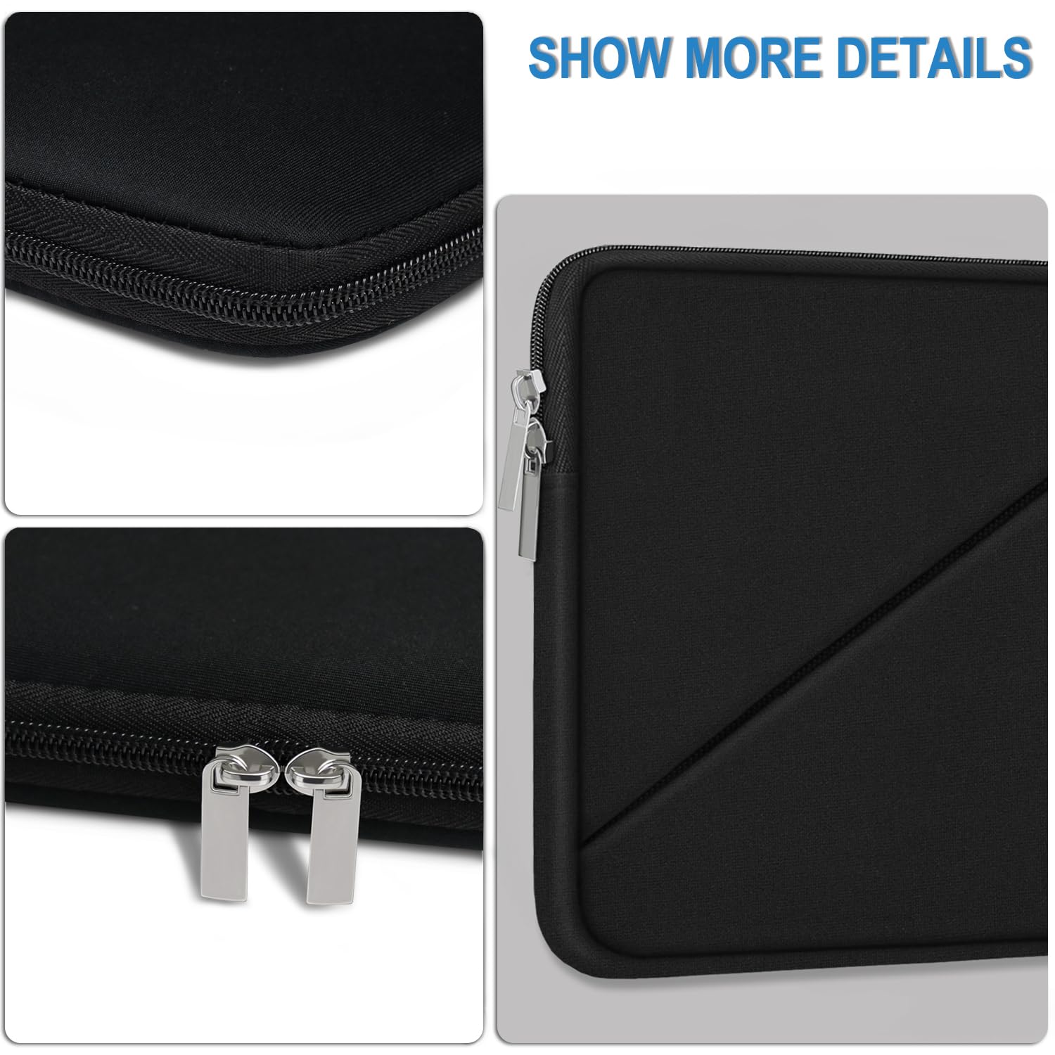 13.3 Inch Laptop Sleeve Case - Compatible with MacBook Pro 14 Inch, MacBook Air, Dell, HP, Lenovo - Travel Computer Bag with Pocket, Black - Perfect for Work, School, and Travel