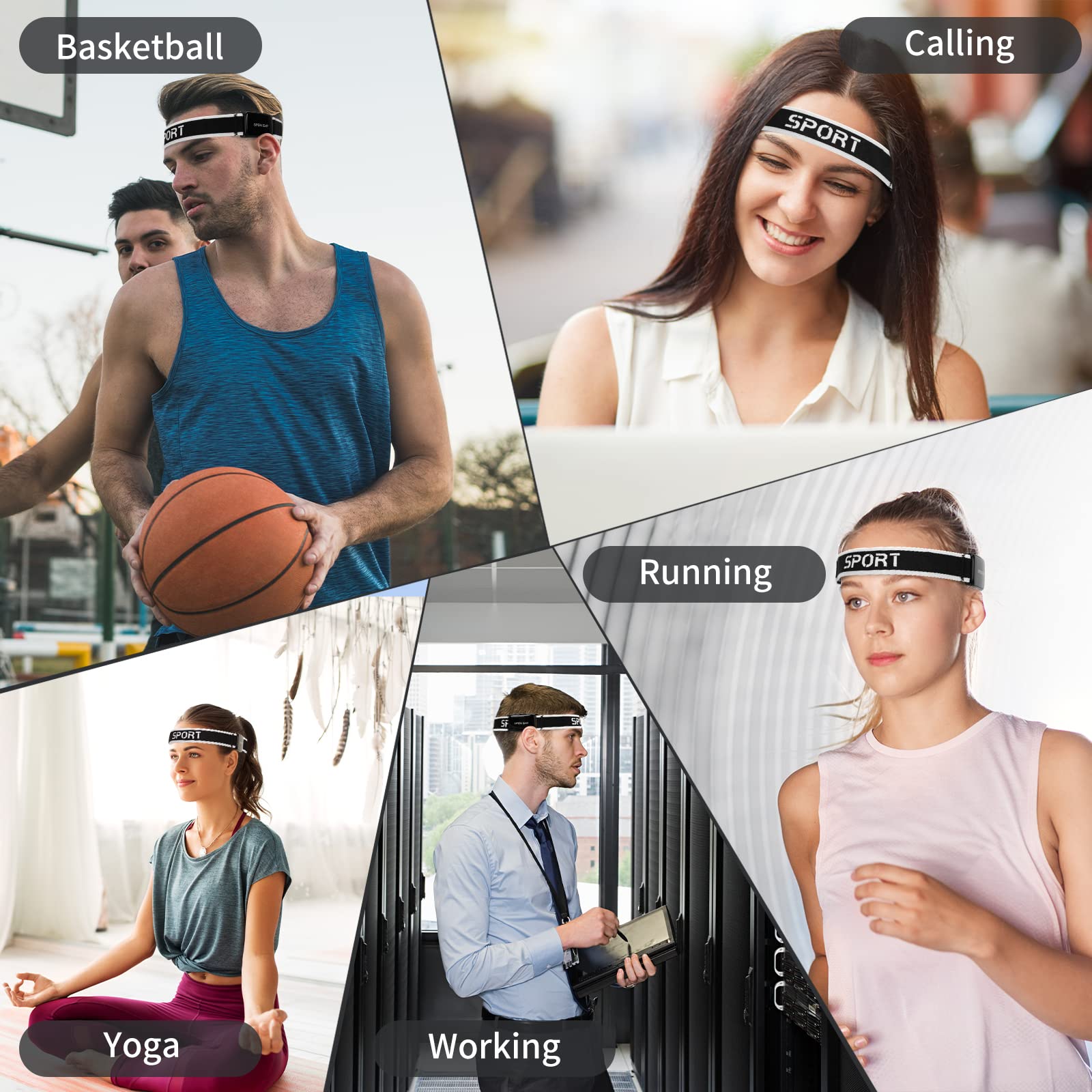 Jimbobo Open Ear Bluetooth Headphones - Wireless Sport Headband with HD Mic & TWS Stereo Sound, Adjustable Sweatproof Earphones for Running, Gym, Yoga, Cycling & Outdoor Activities (Black) - Perfect for Workouts, Commuting & Active Lifestyles