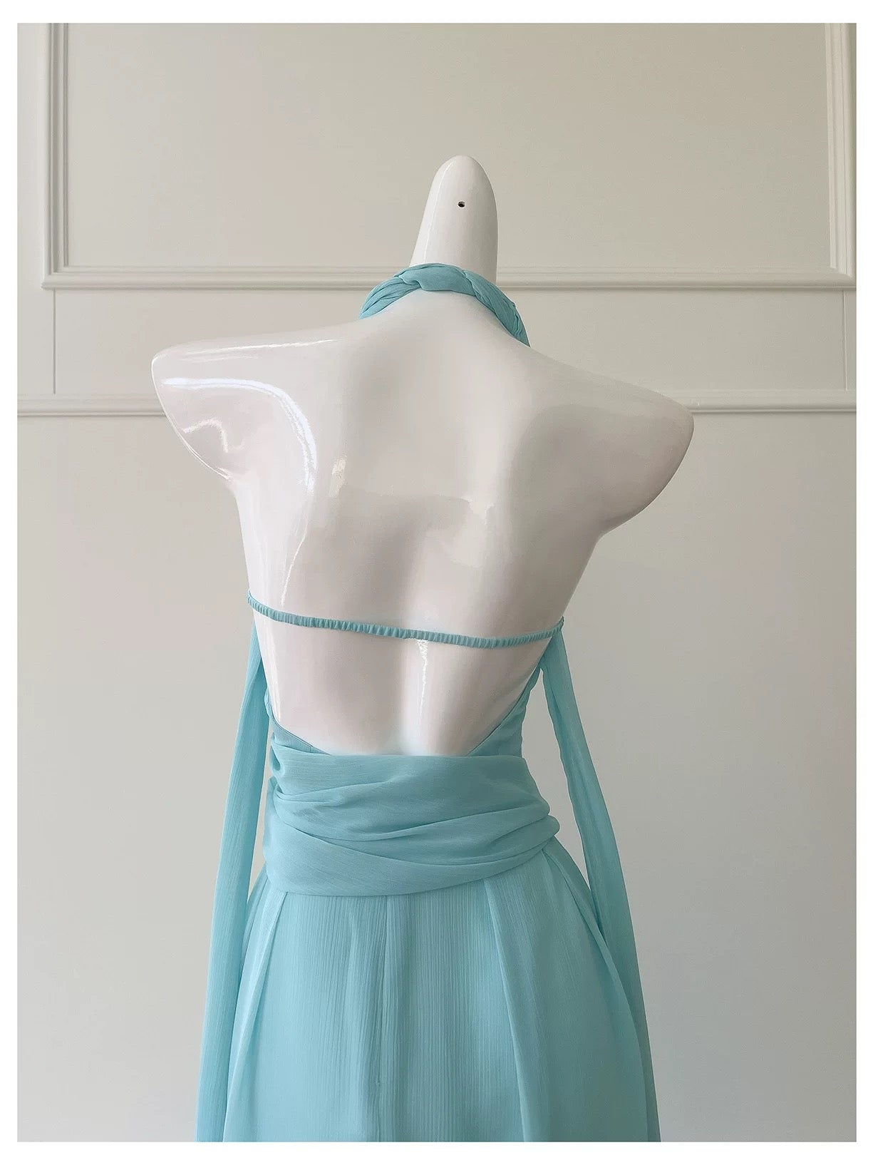 Elegant Blue Chiffon Halter A-Line Prom Dress for Evening Parties - Perfect for Homecoming, Dances & Special Occasions